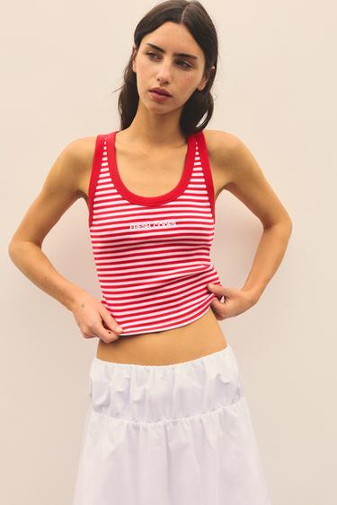 Striped tank top — Pale pink 1