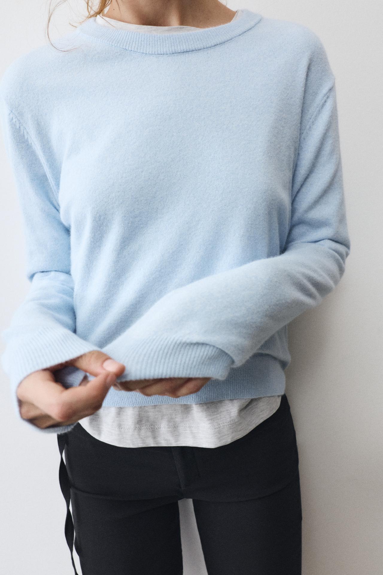 Basic soft knit jumper — Pale sky blue