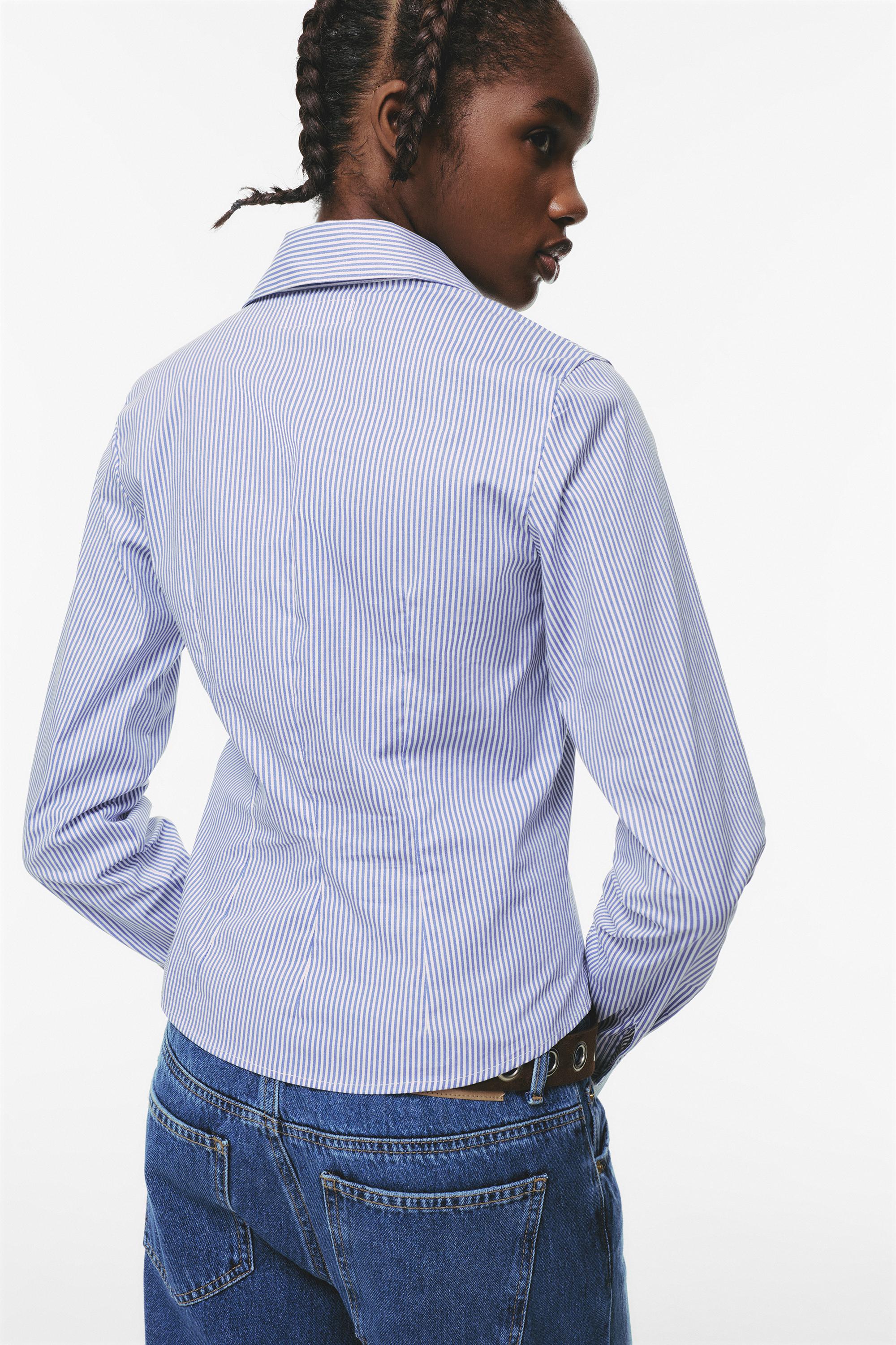 Poplin yırtmaçlı dar kesim gömlek - Görsel 98