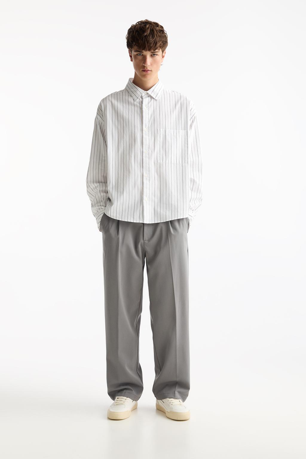 Tailored fit wide-leg trousers PULL&BEAR