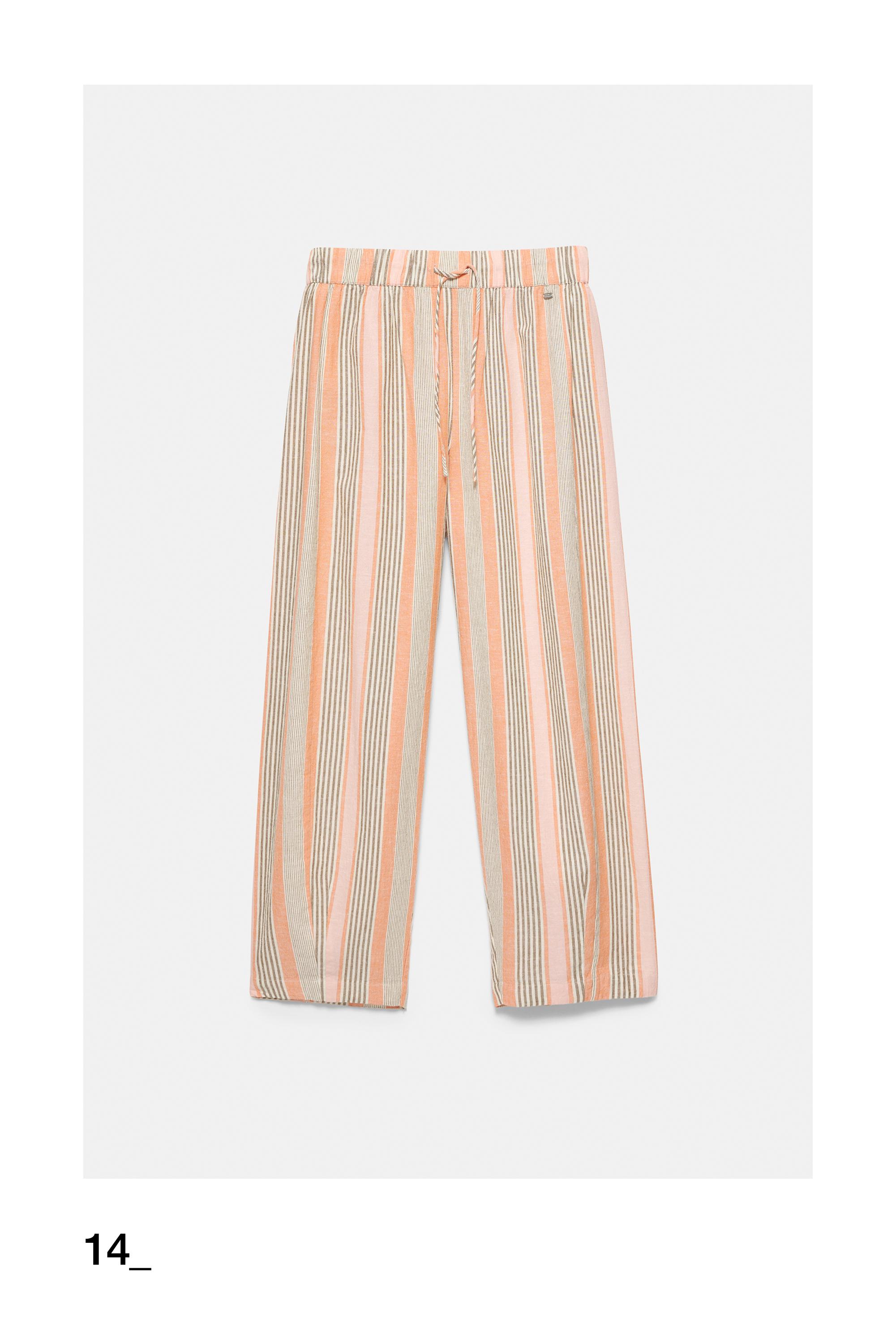 Striped barrel trousers — Salmon