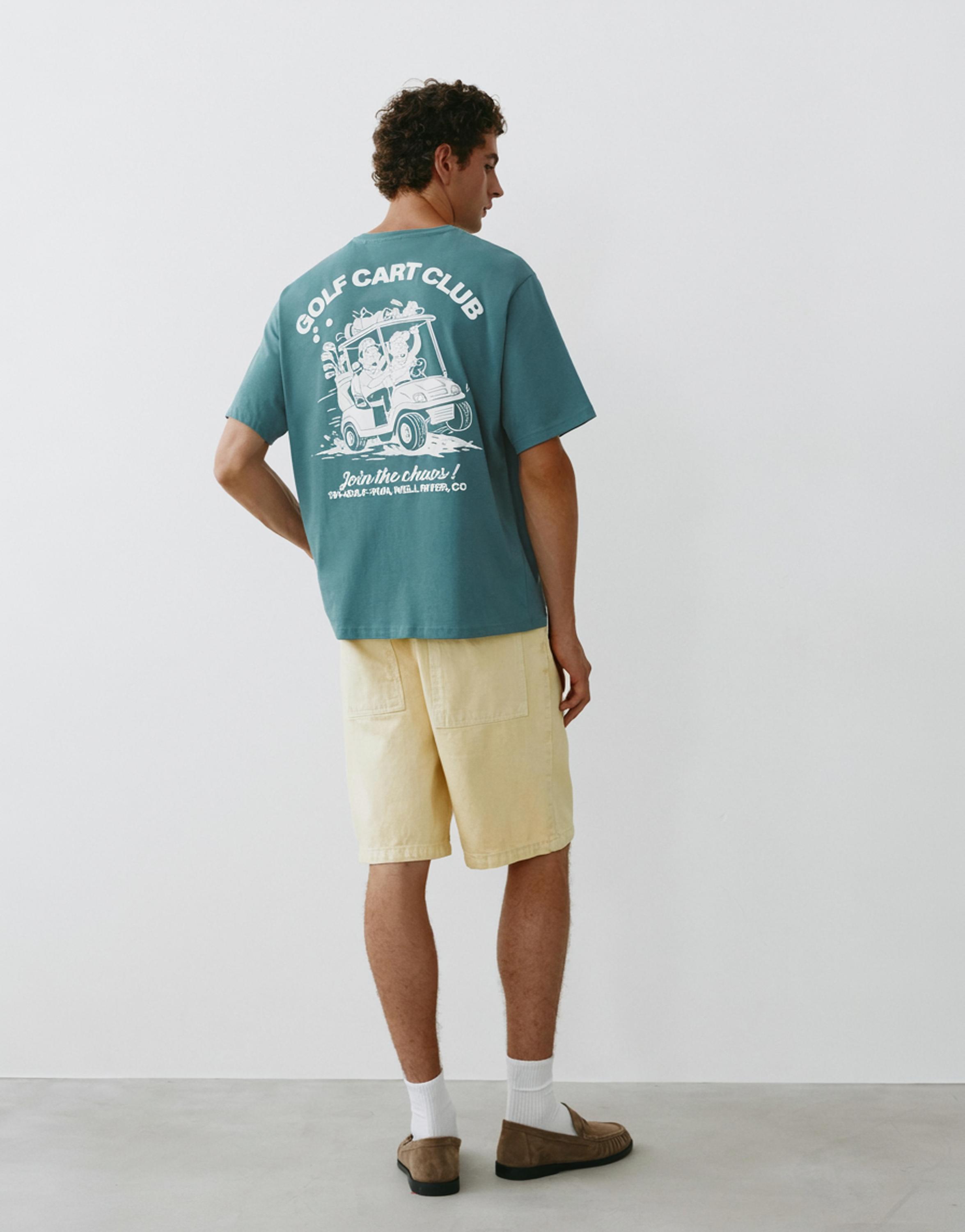 Baggy denim Bermuda shorts — Yellow