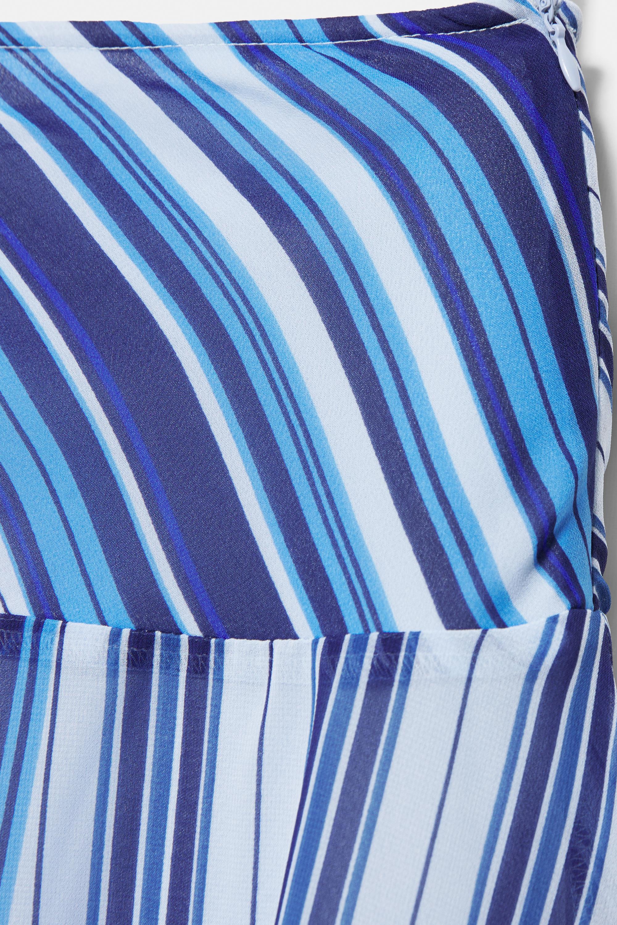 Asymmetric striped midi skirt — Deep blue