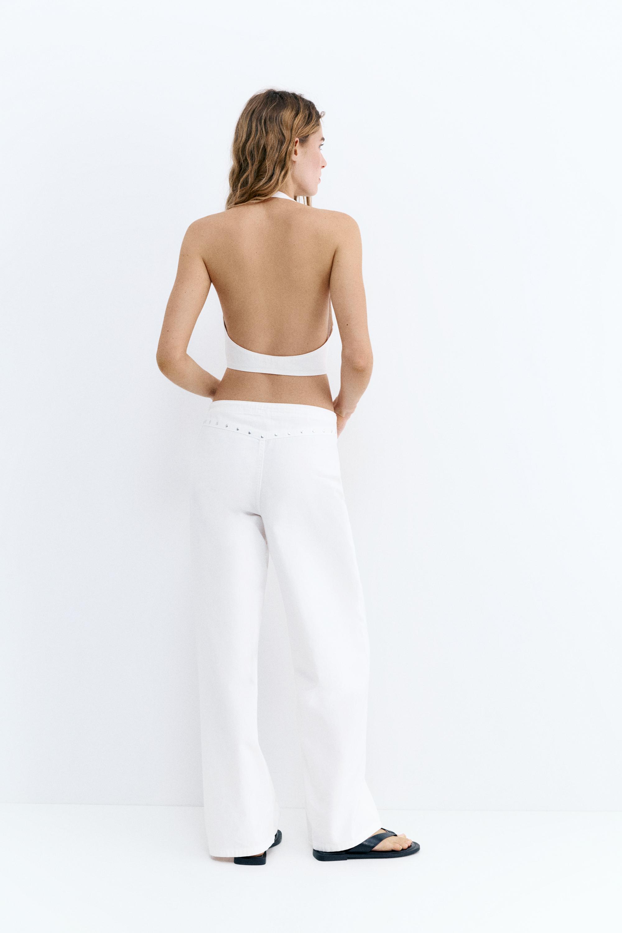 White studded halter top — White