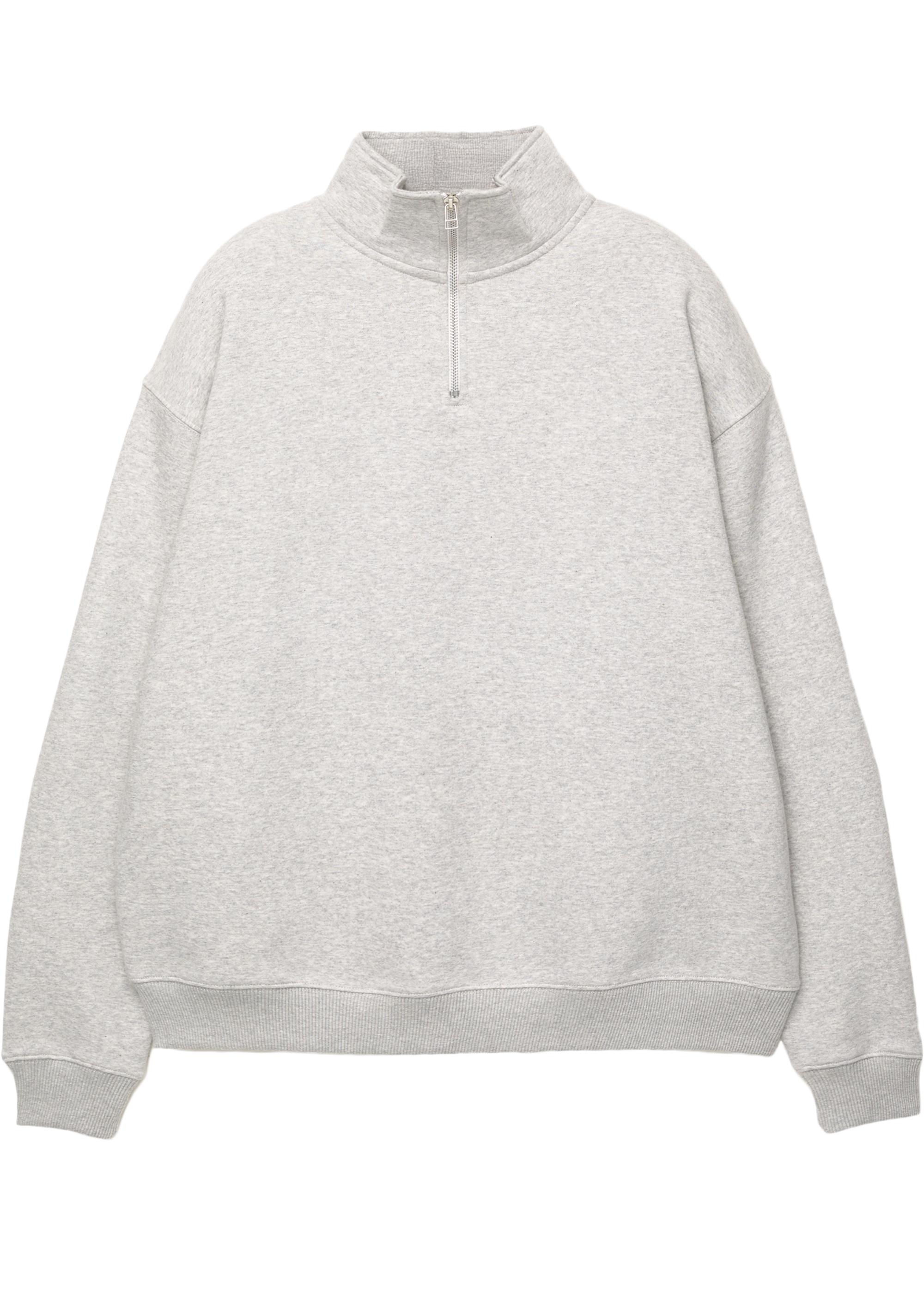 Basic quarter-zip sweatshirt — Grey marl