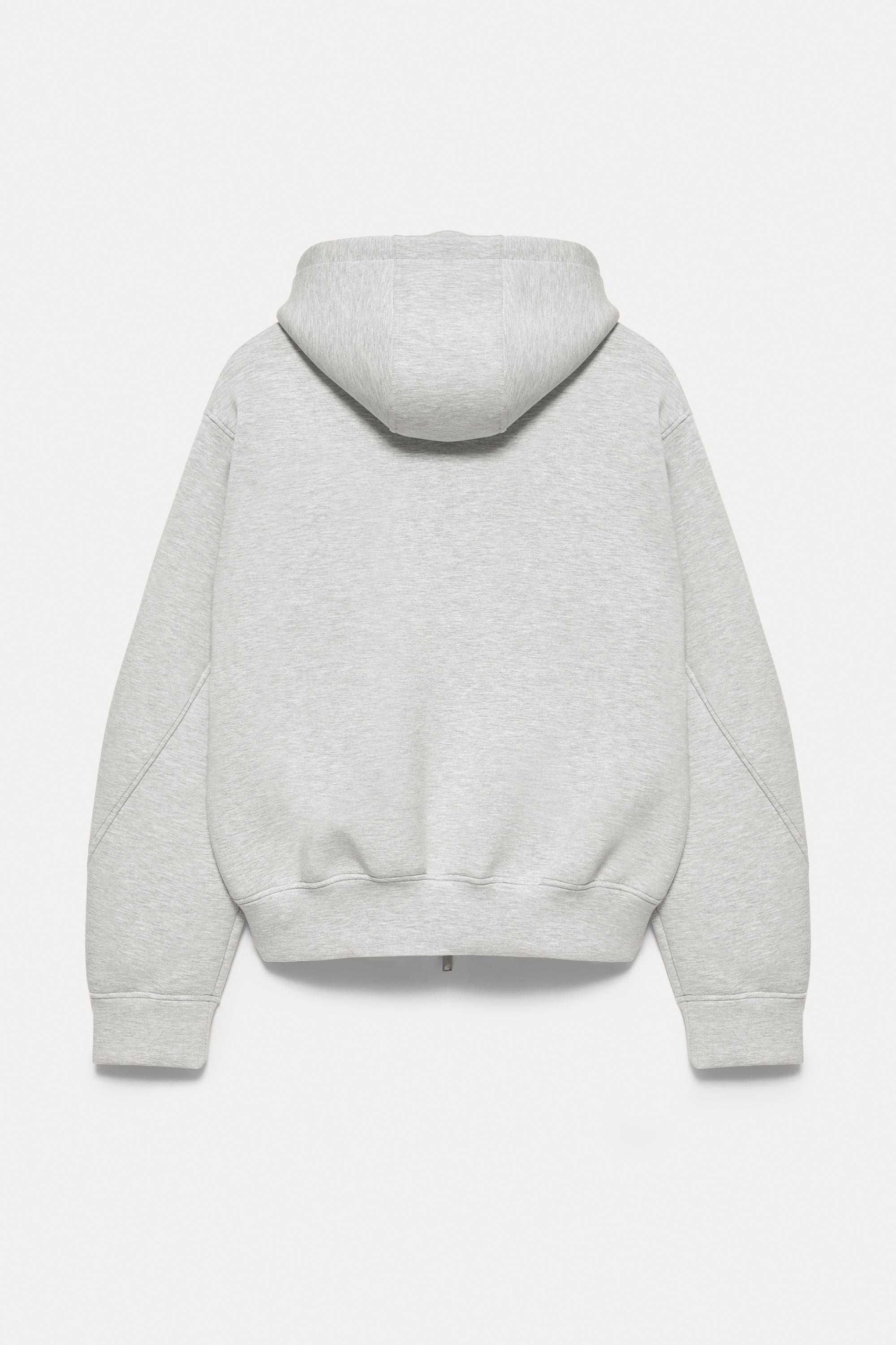 Neoprene-effect zip-up hoodie — Grey marl