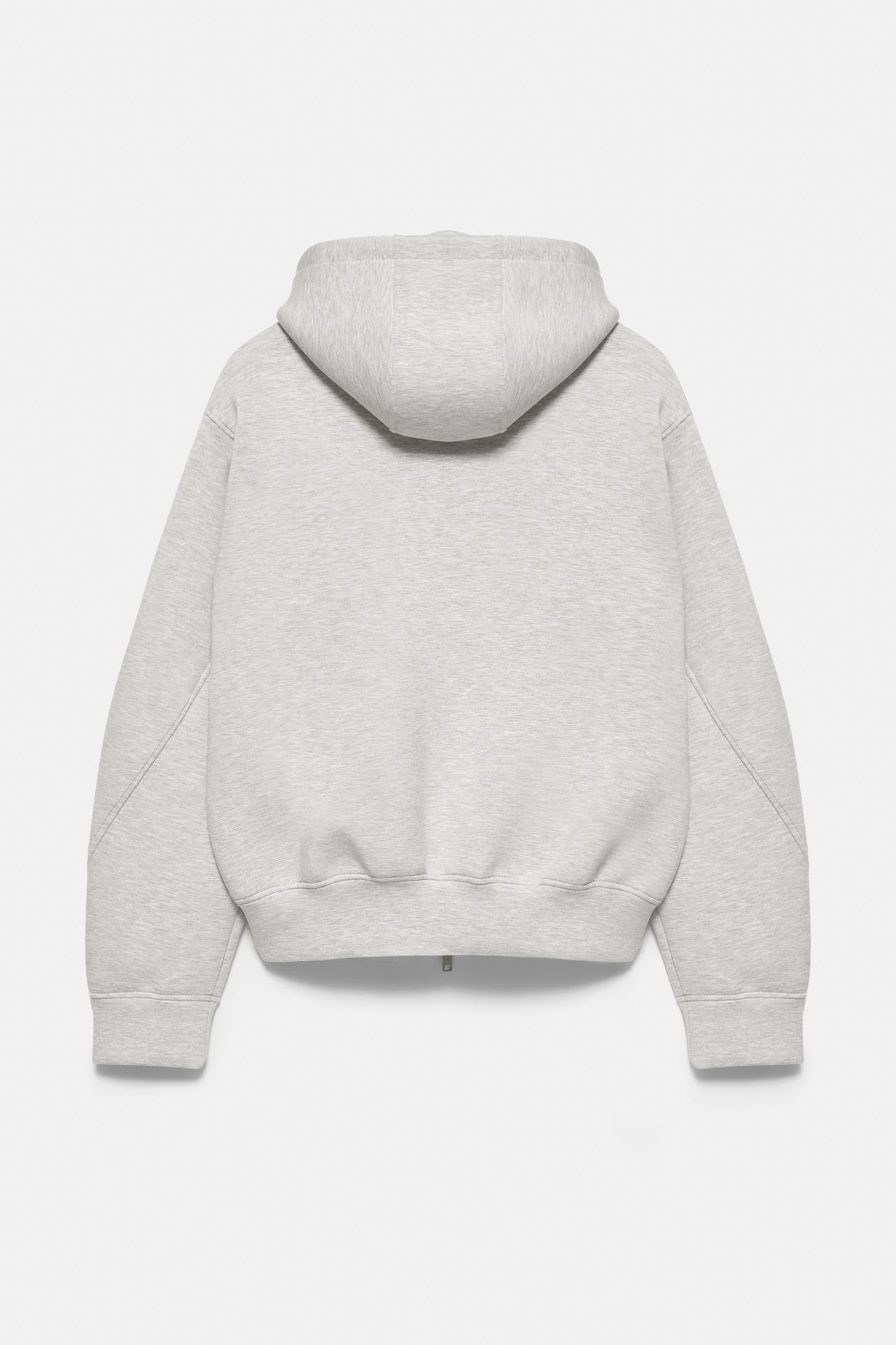 Neoprene-effect zip-up hoodie — Grey marl