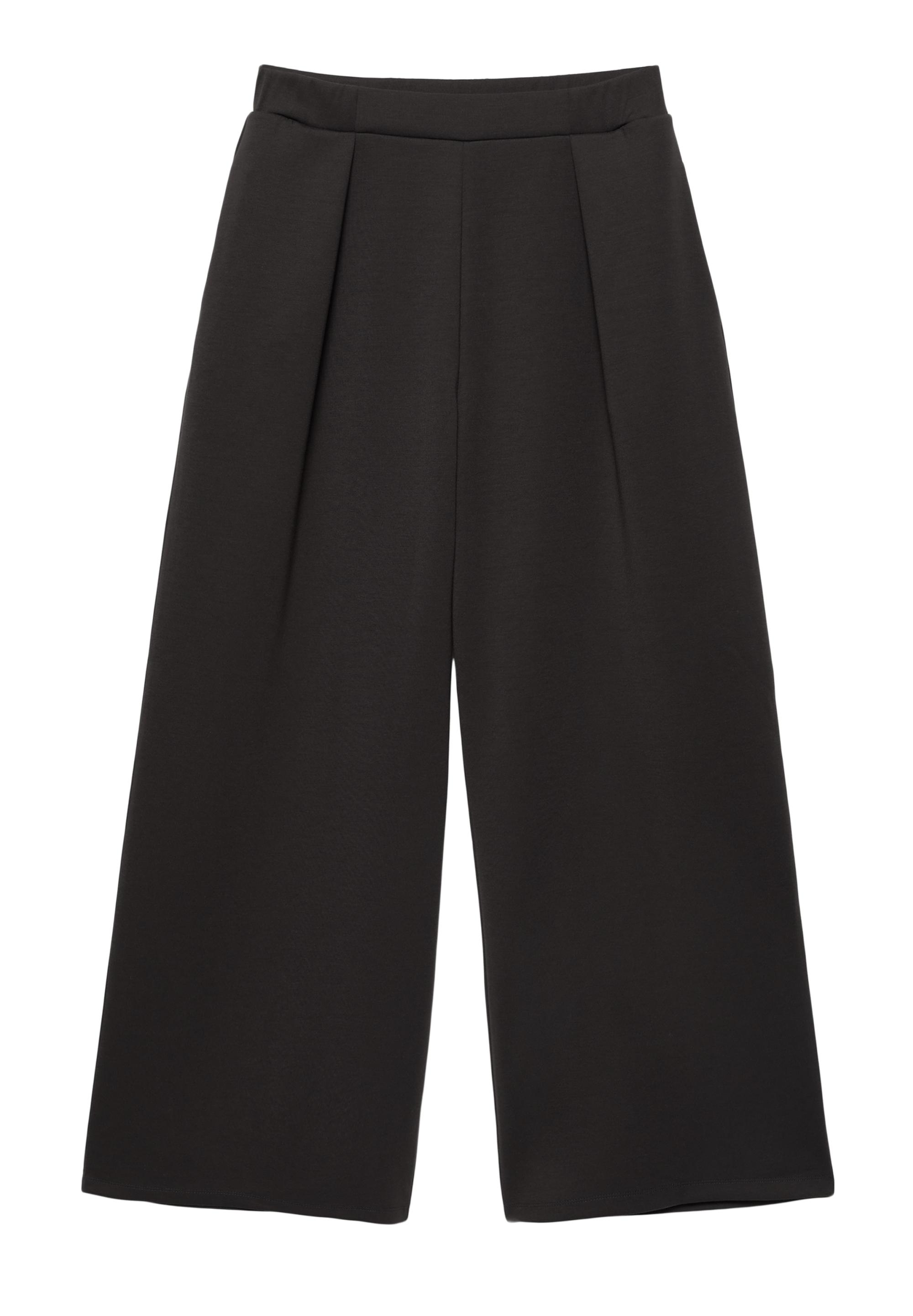 Soft-touch wide-leg darted trousers — Anthracite grey