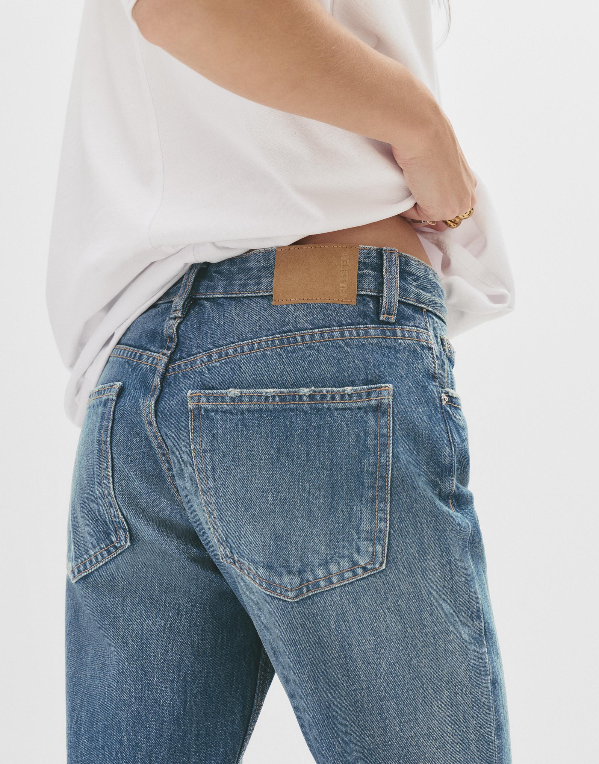 Mid-waist straight-leg jeans — Dark blue