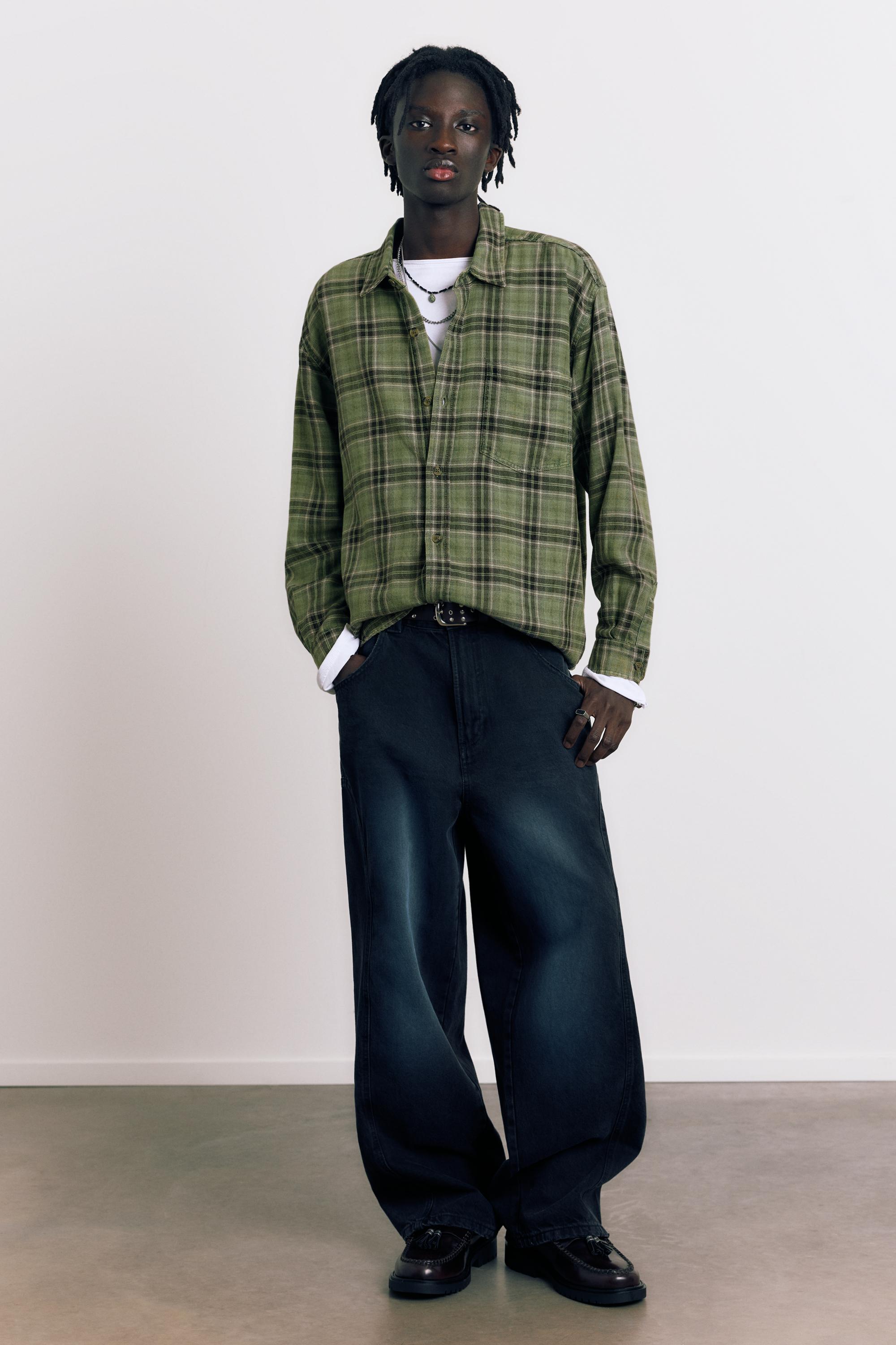 Uzun kollu kareli gömlek - Görsel 9