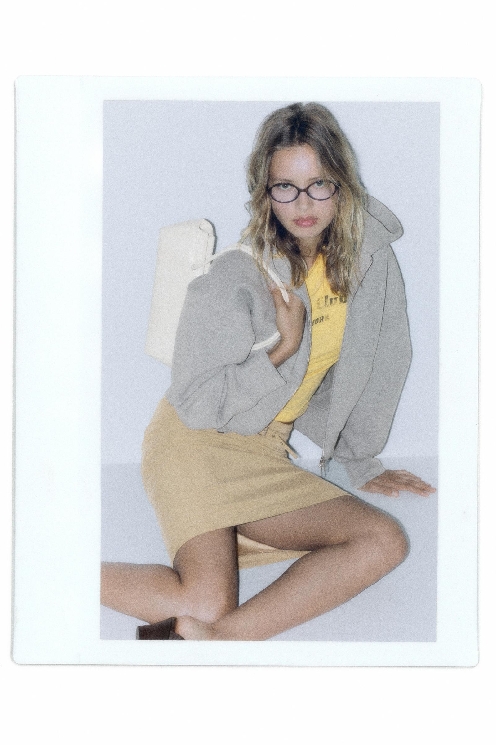 Neoprene-effect zip hoodie — Grey marl