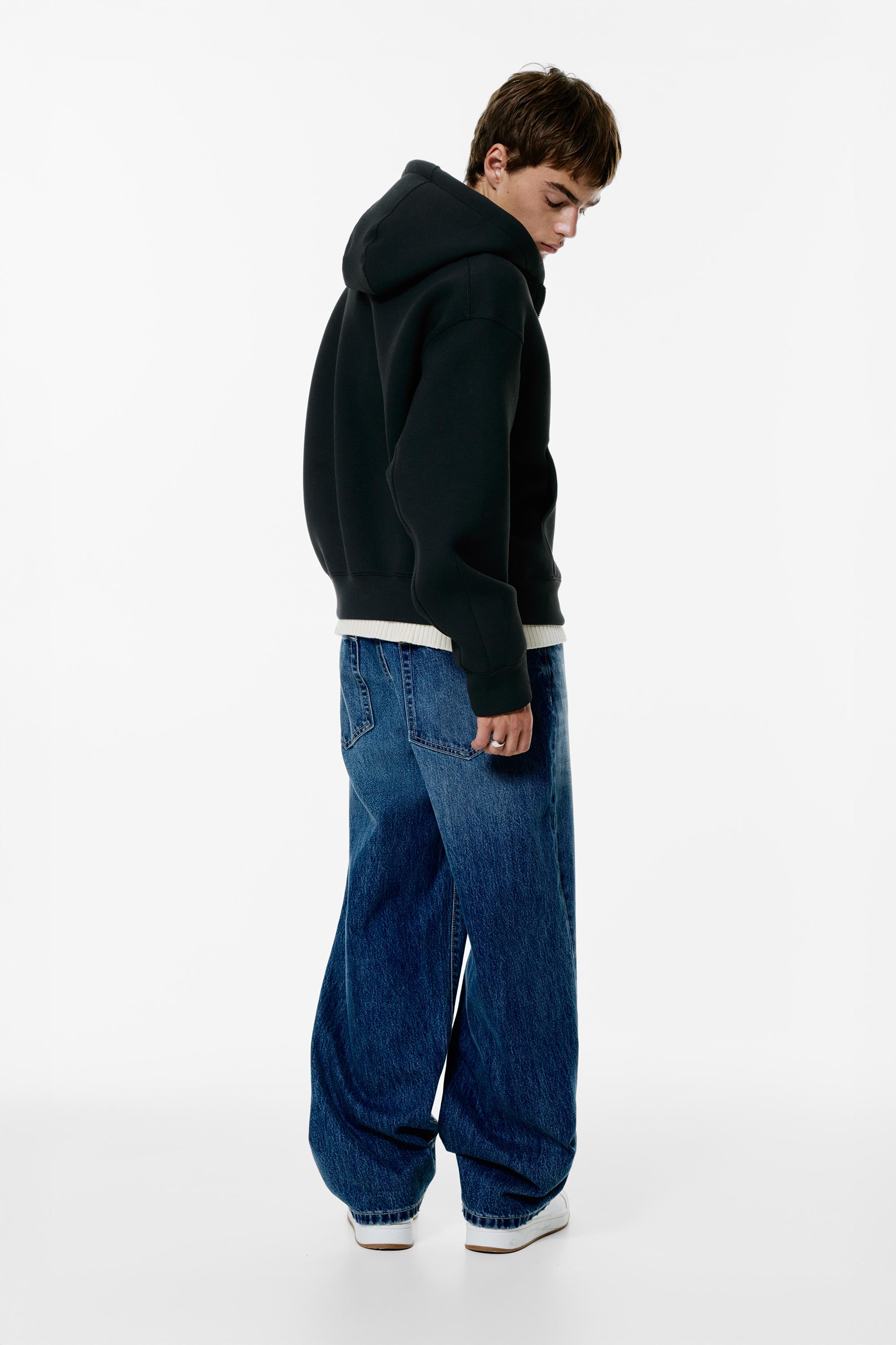 Sentetik kauçuk kumaş görünümlü kapüşonlu sweatshirt - Görsel 18