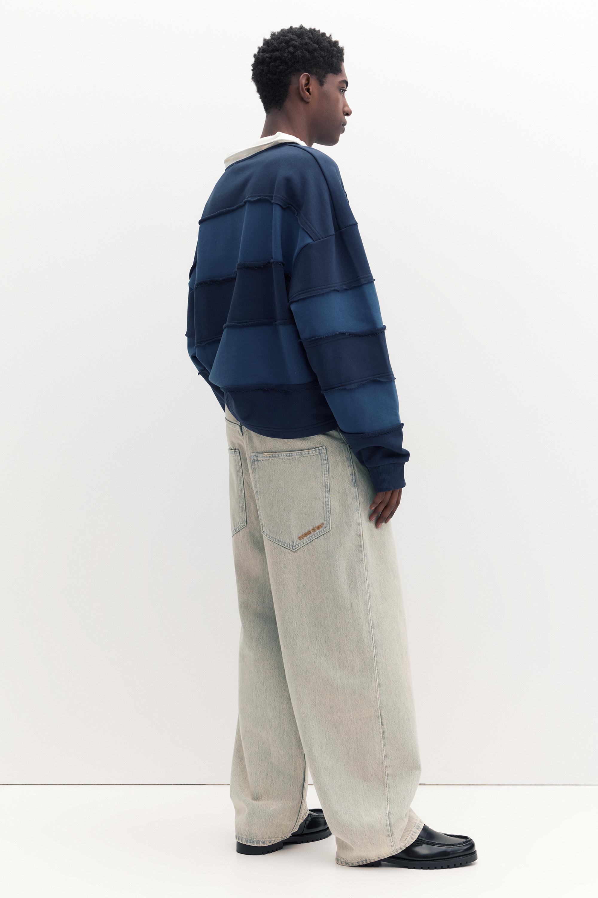 Embroidered super baggy jeans — Pale grey