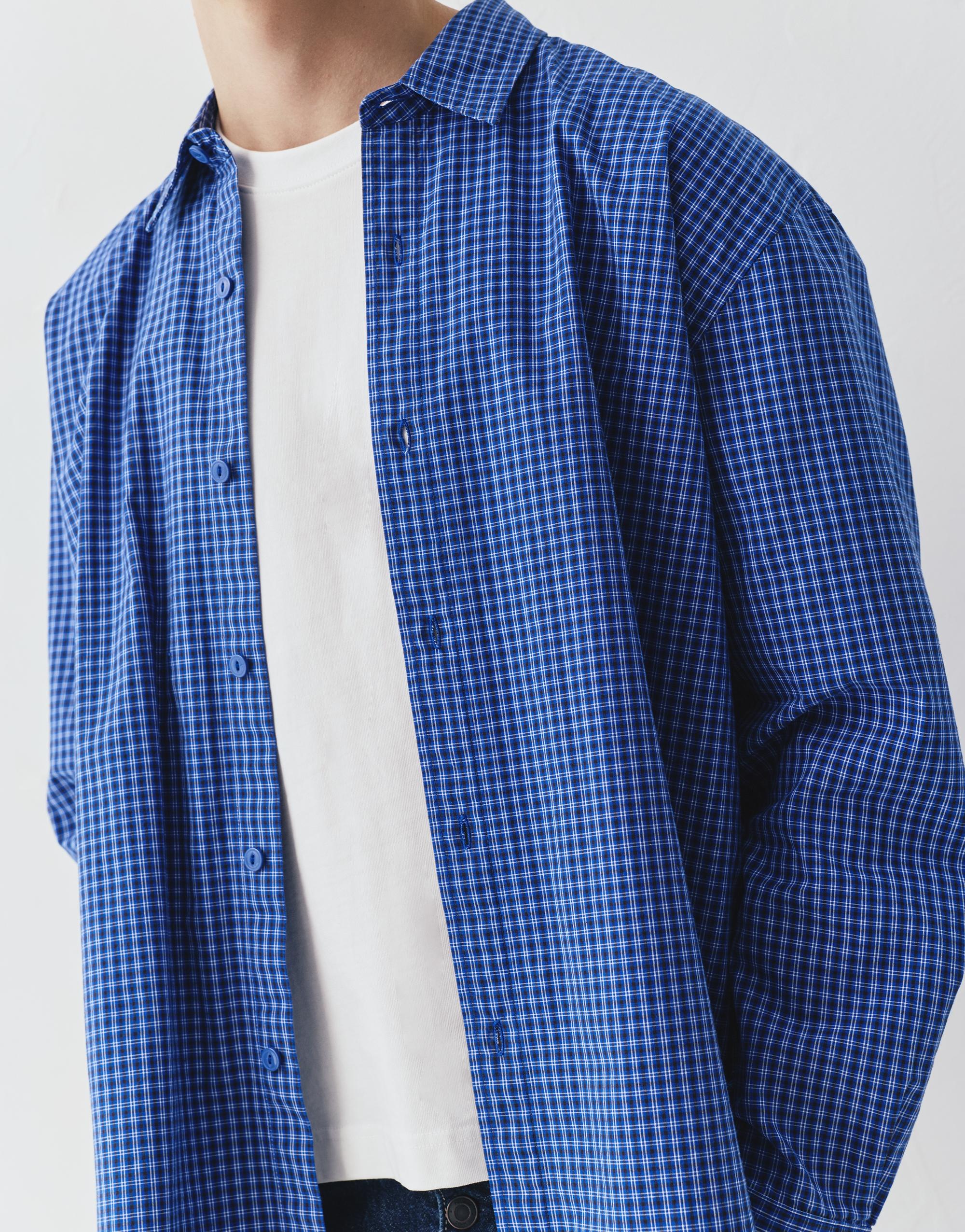 Long sleeve check shirt — Blue