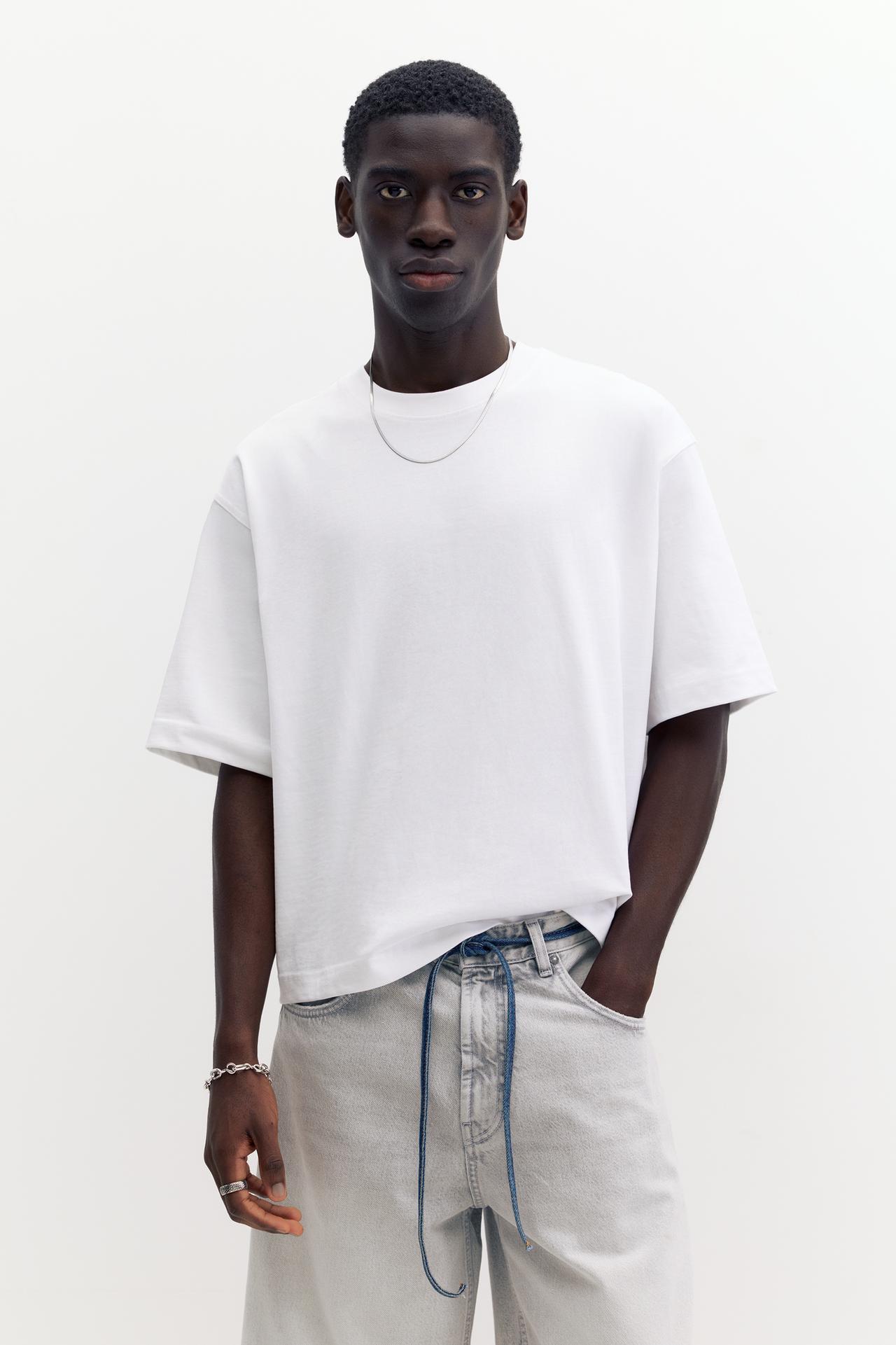 Cropped short sleeve T-shirt — Off white