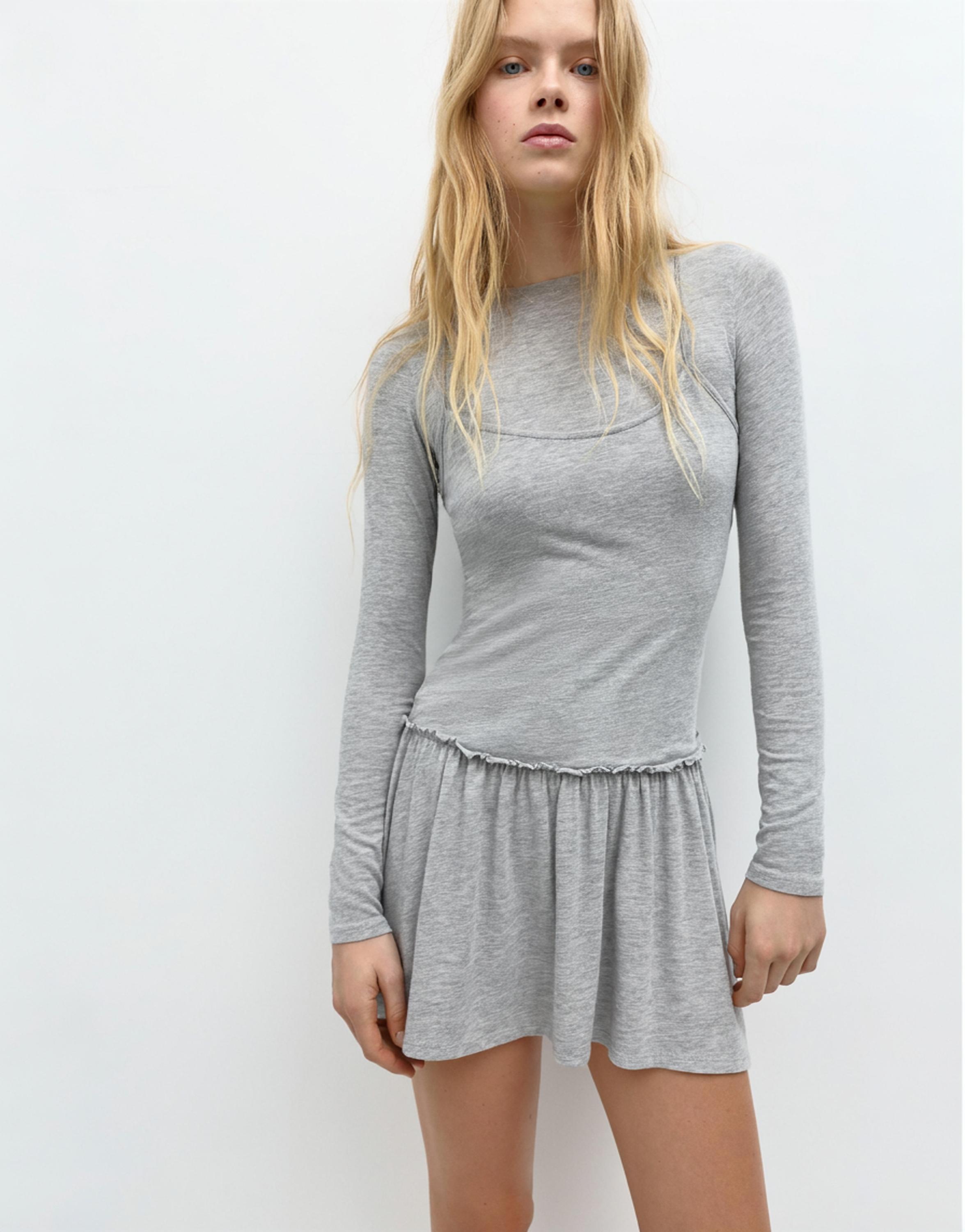 Double short dress — Grey marl