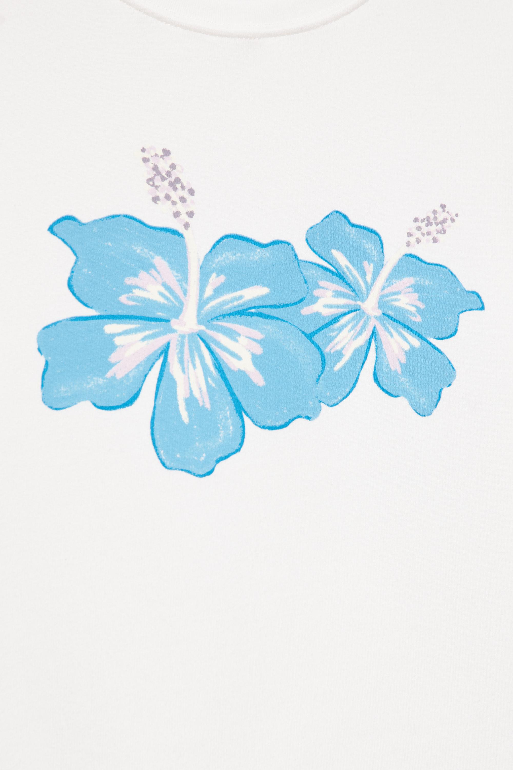 Hibiscus floral T-shirt — White