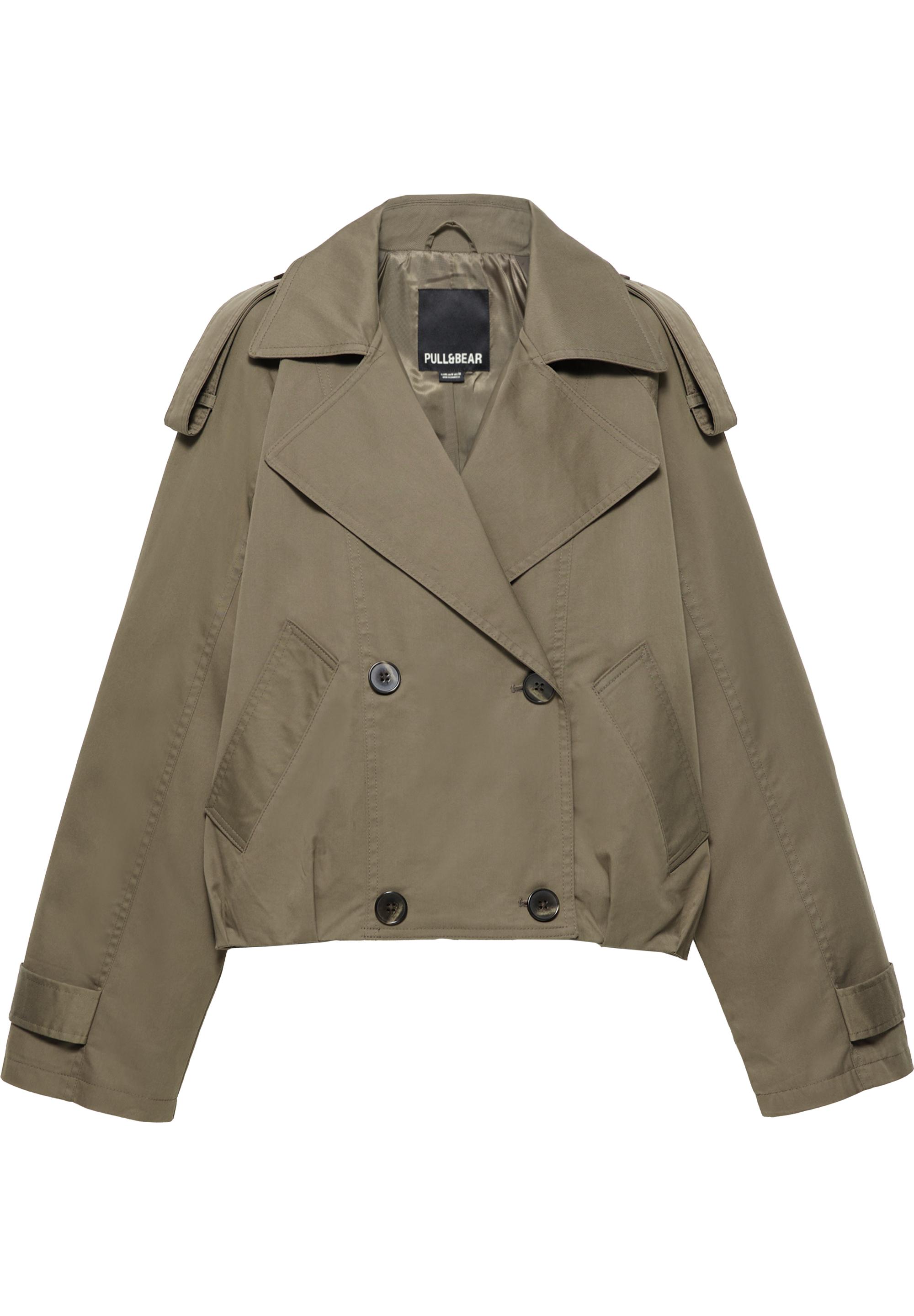 Balloon-fit short trench coat — Dark khaki