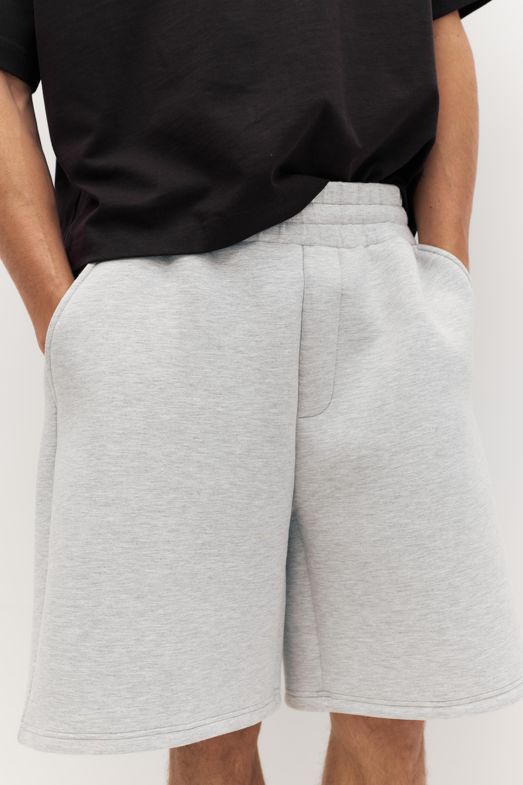 Neoprene-effect jogger Bermuda shorts — Grey marl