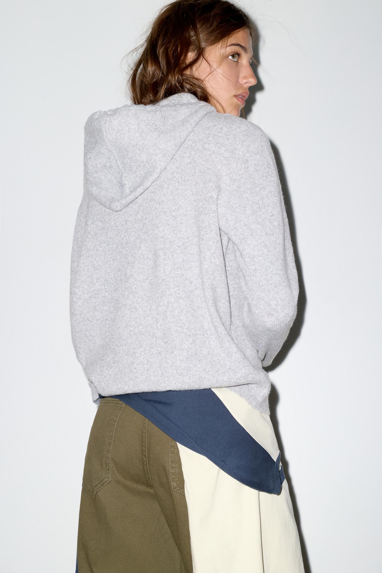 Hooded button jumper — Grey