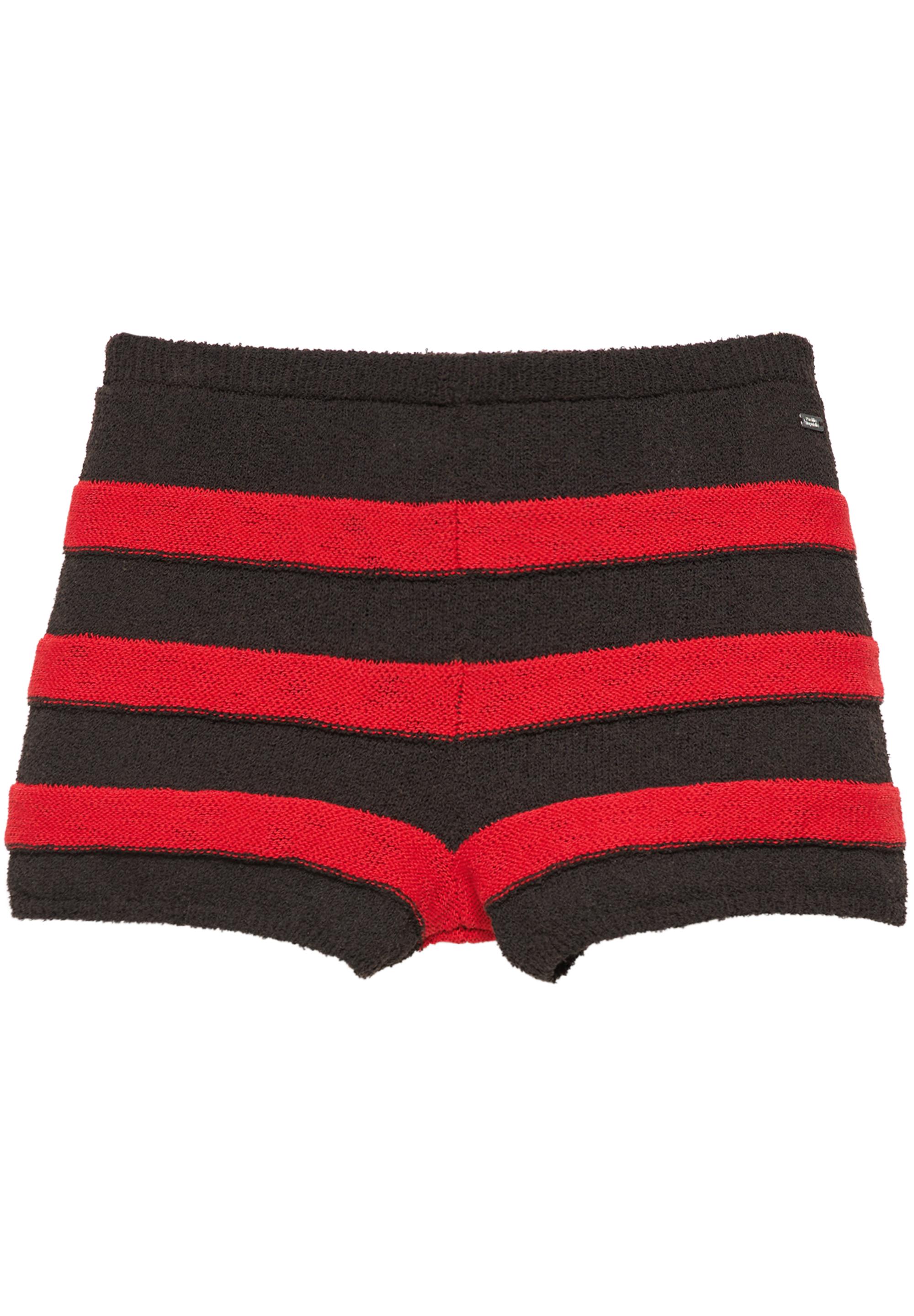 Striped knit mini shorts — Brown