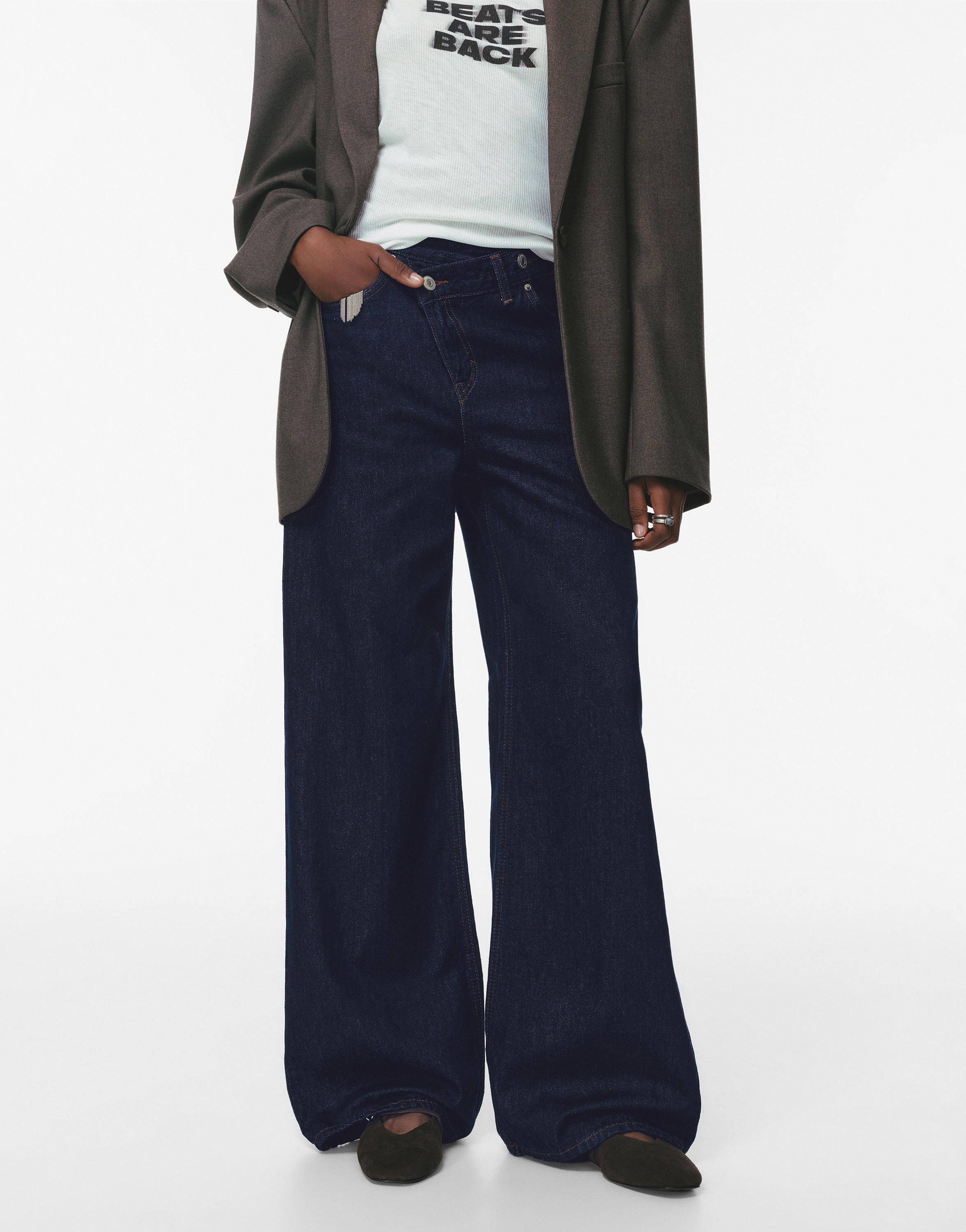 Çapraz kemerli geniş paça jean - Görsel 63