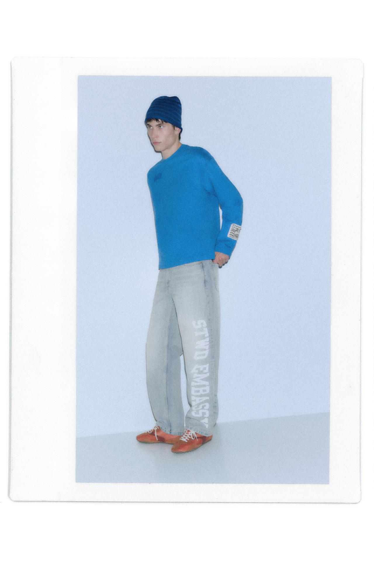 Printed baggy jeans — Pale indigo
