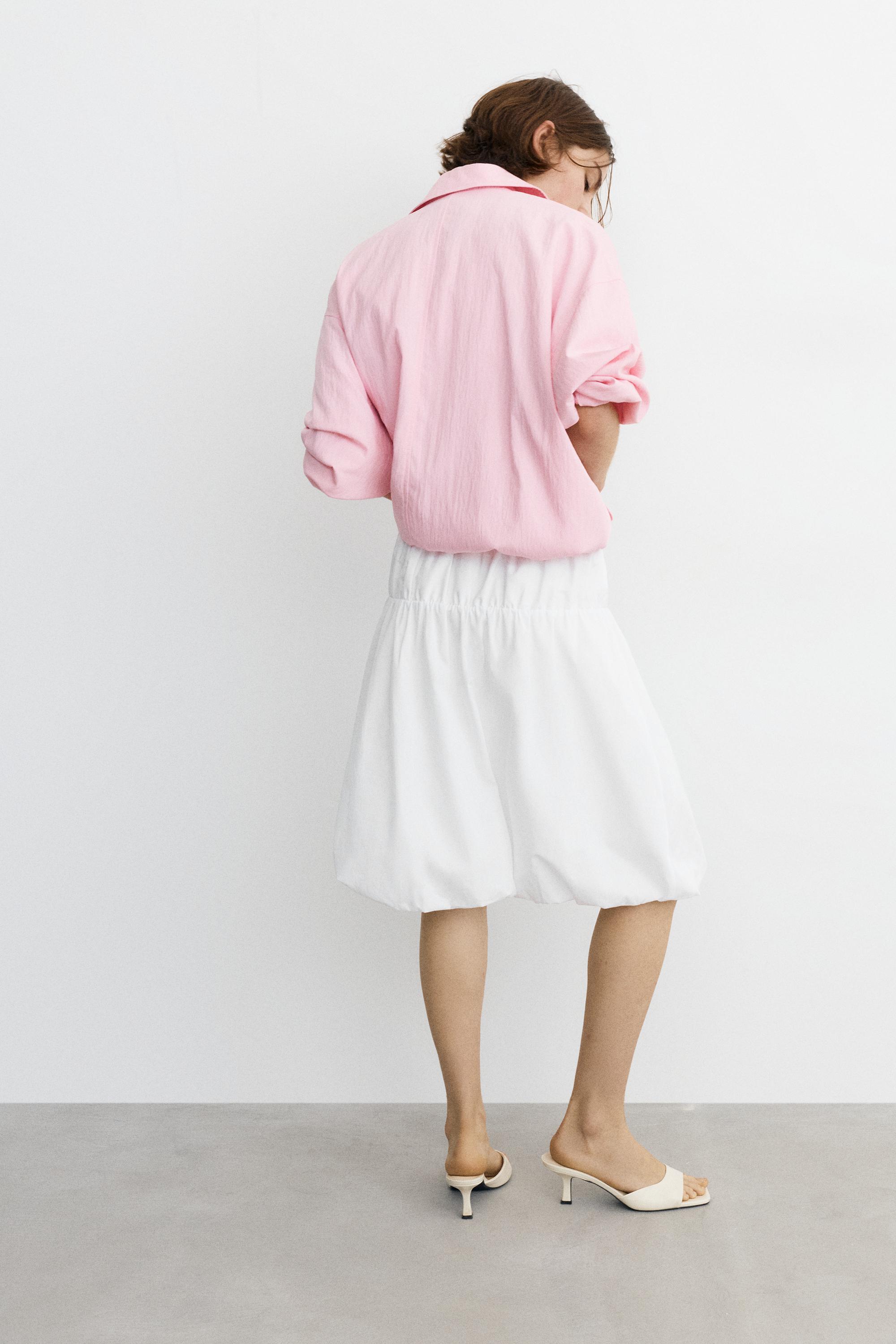 Poplin balloon skirt — White