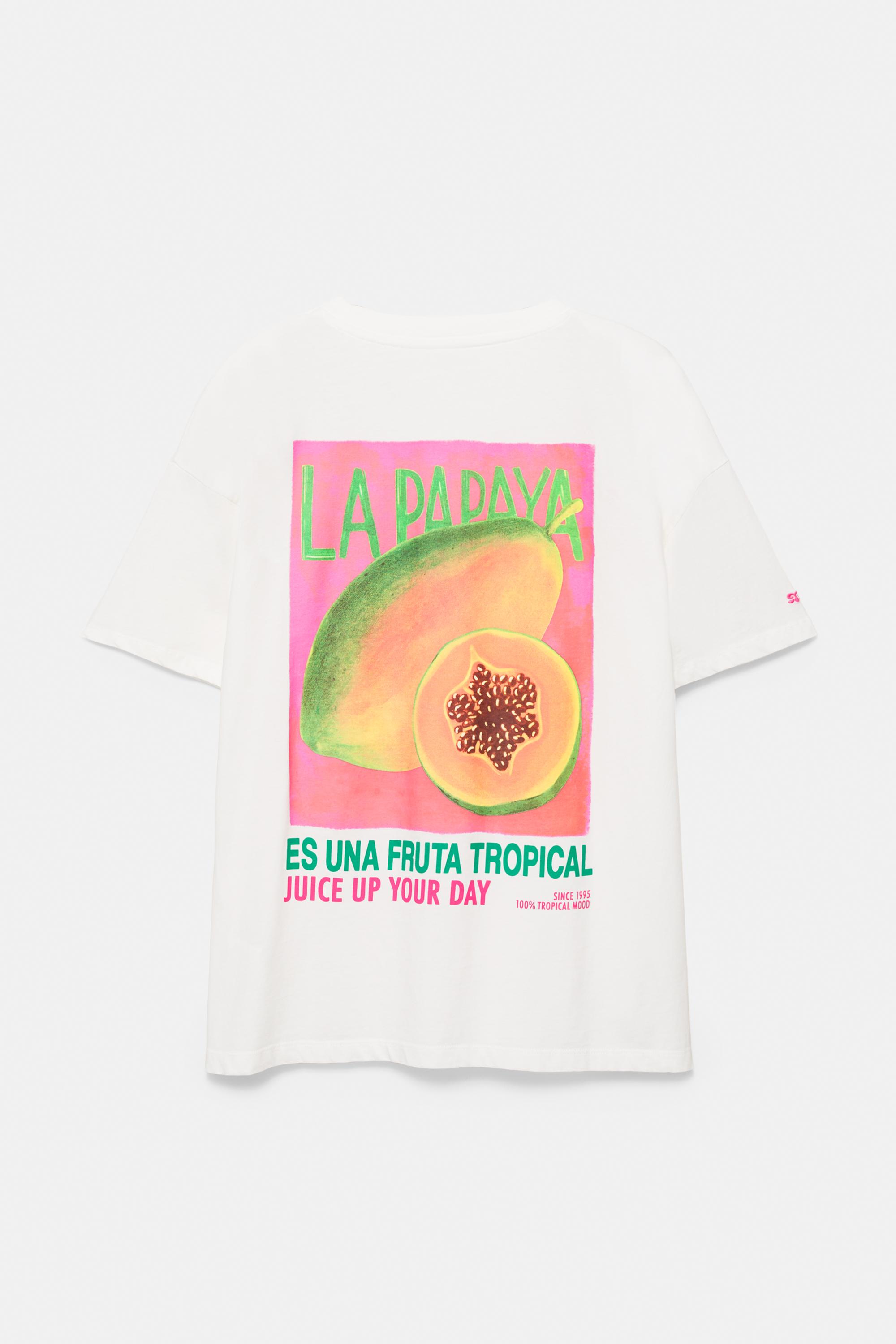 Papaya grafik baskılı t-shirt - Görsel 3