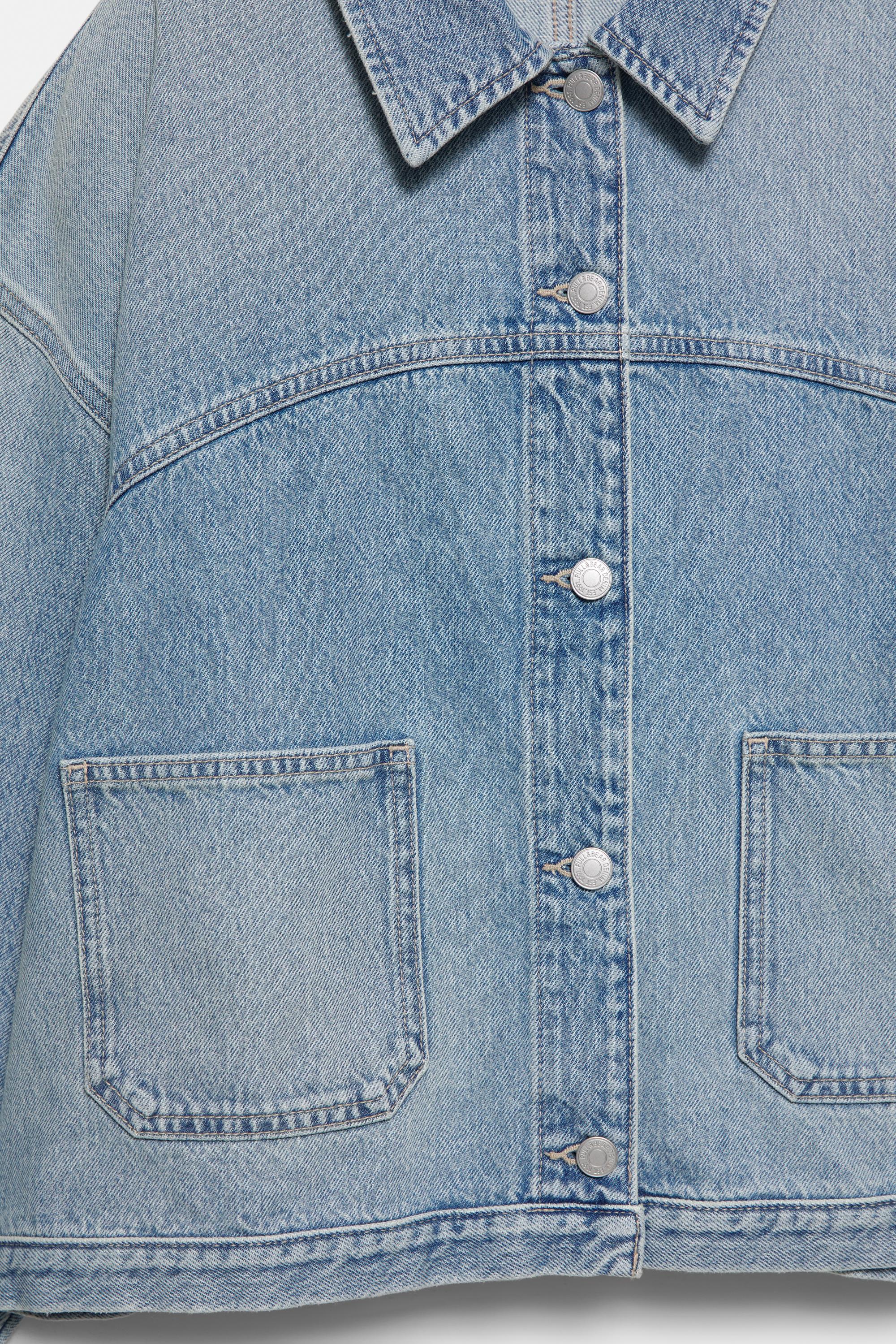 Boxy kesim denim ince ceket - Görsel 5