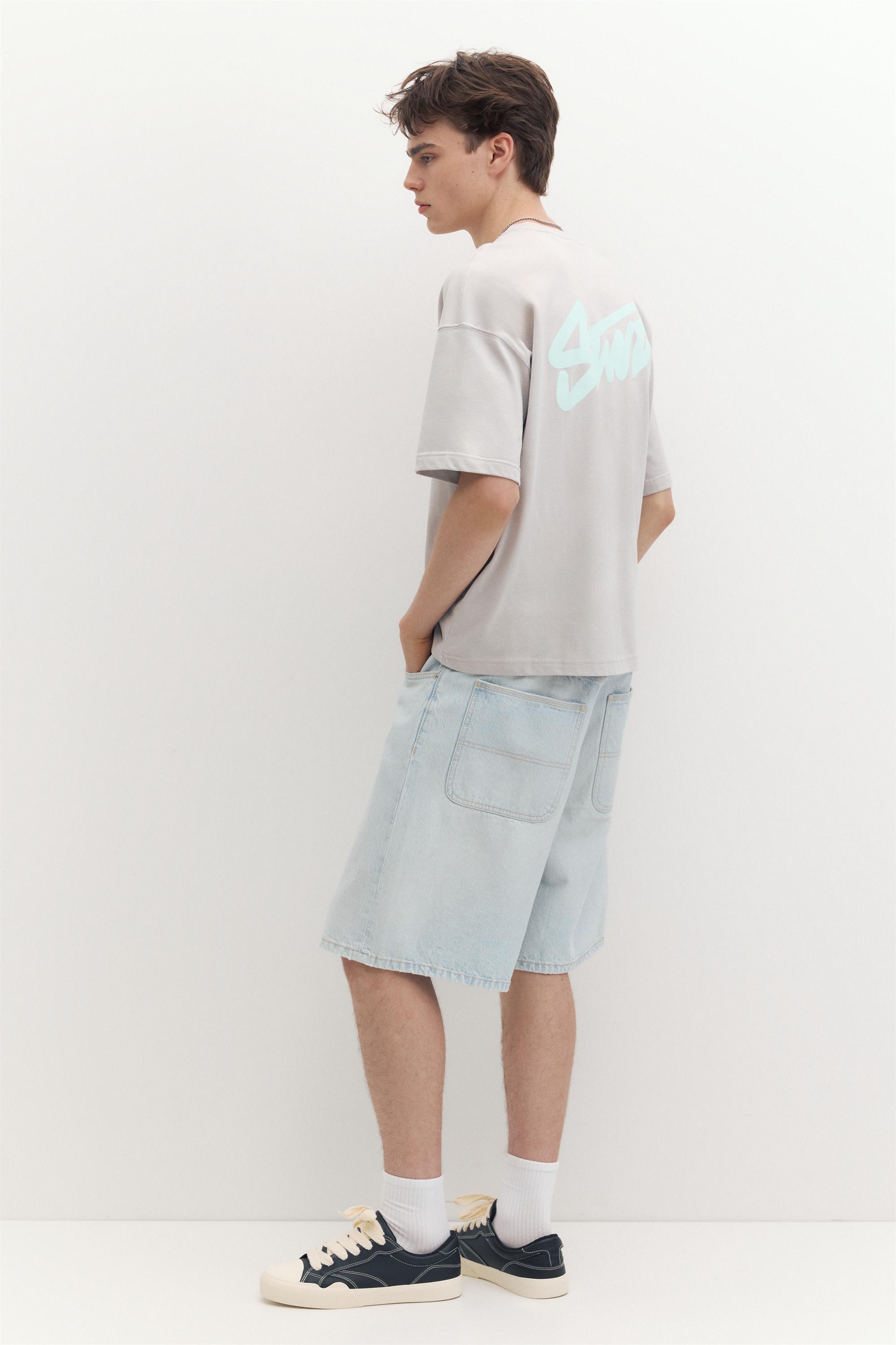 Boxy STWD logo T-shirt — Pearl grey