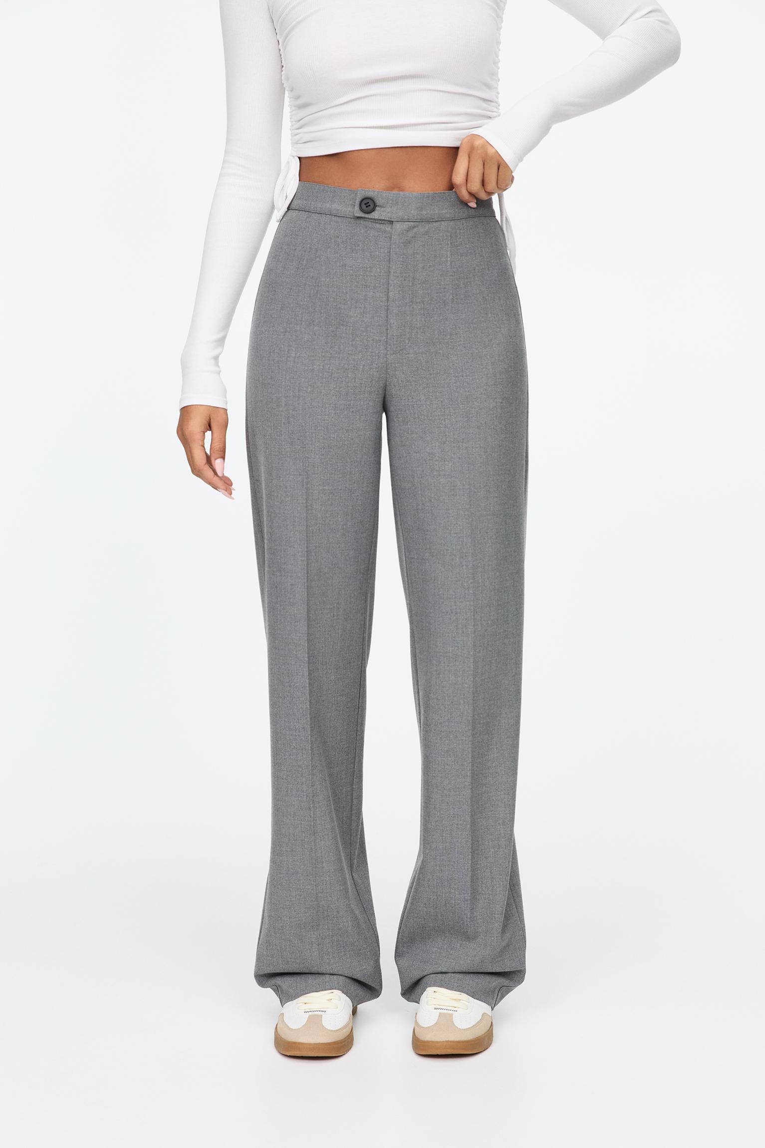 Straight-leg darted trousers — Medium grey