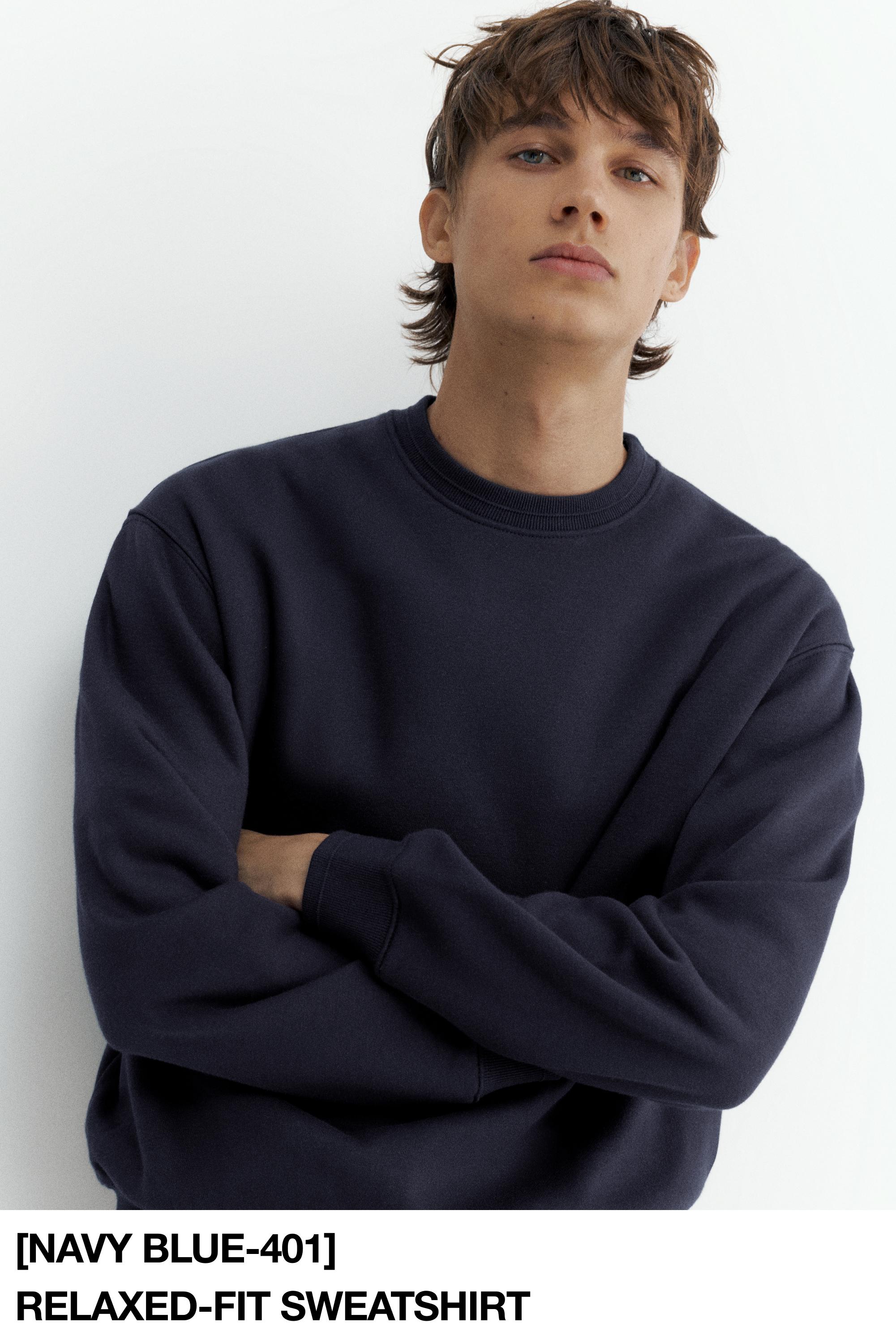 Relaxed fit round neck sweatshirt — Navy