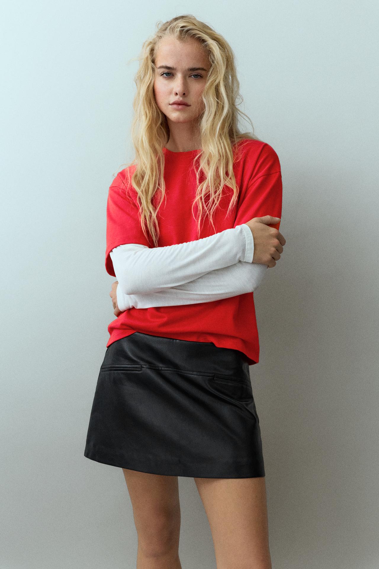 Leather effect mini skirt — Black