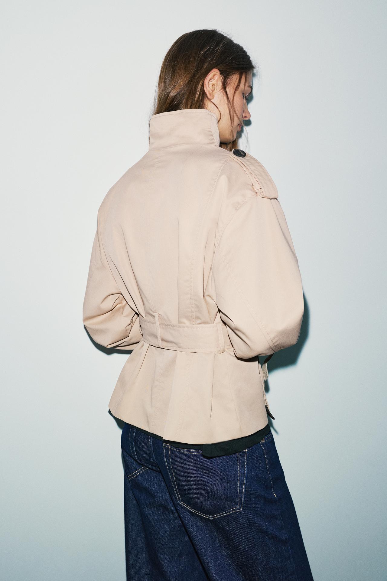 Short belted trench coat — Ecru