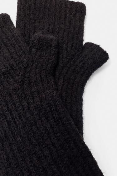 Ribbed knit mittens — Black 3