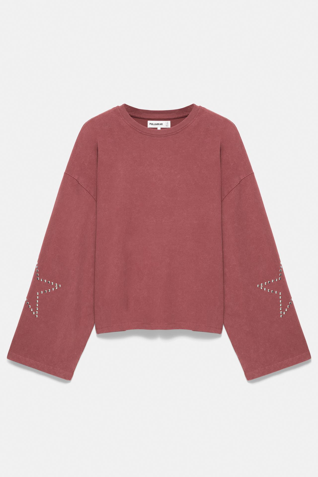 Stud star long sleeve T-shirt — Maroon