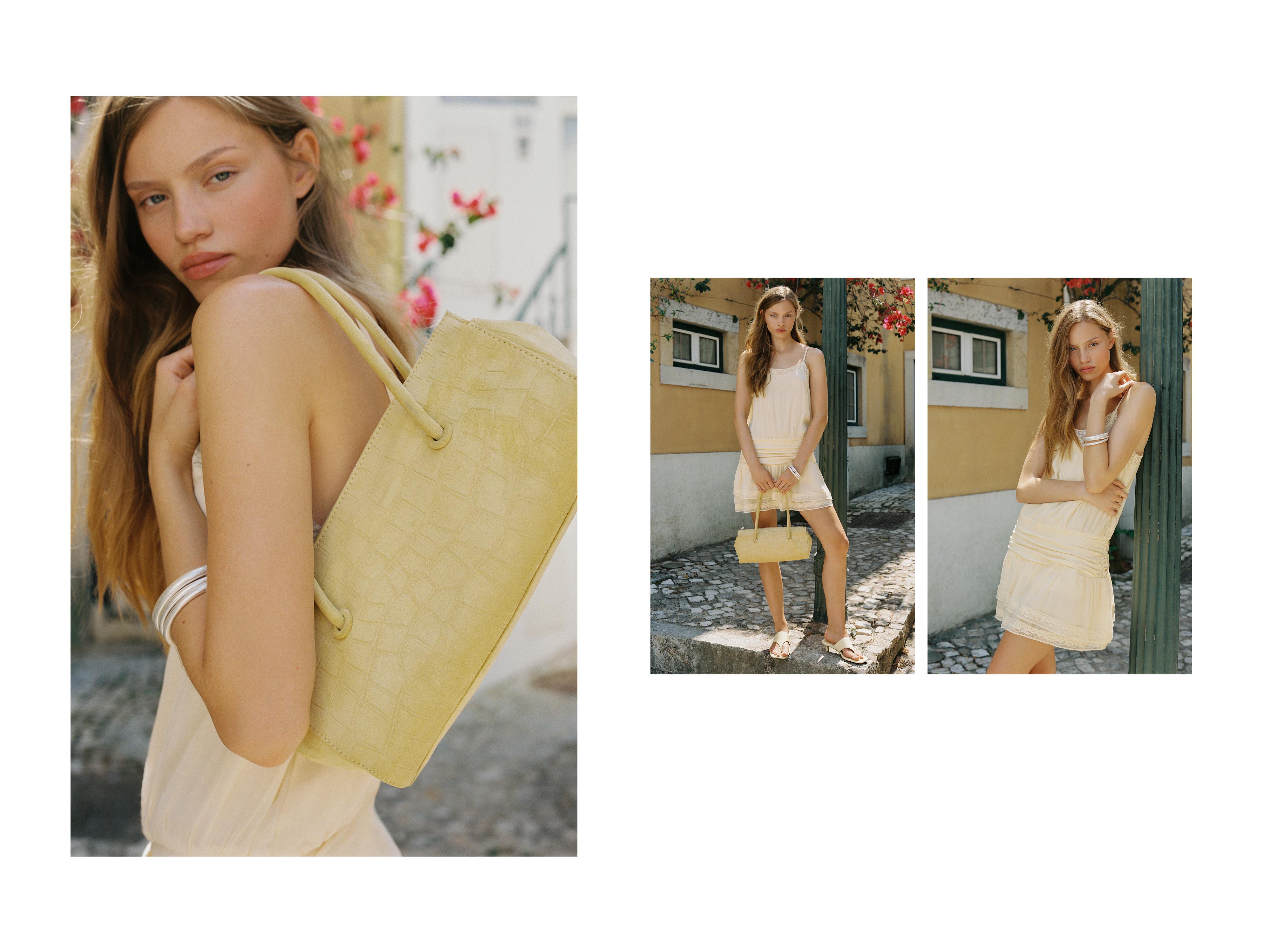 Textured shoulder bag — Yellow