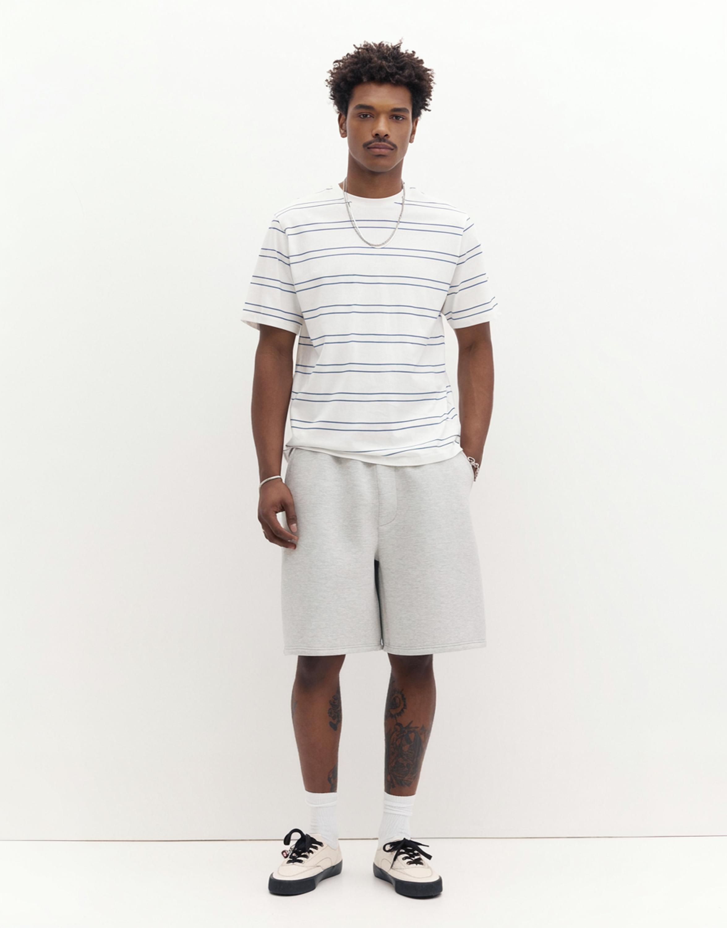 Basic short sleeve cotton T-shirt — Blue/White