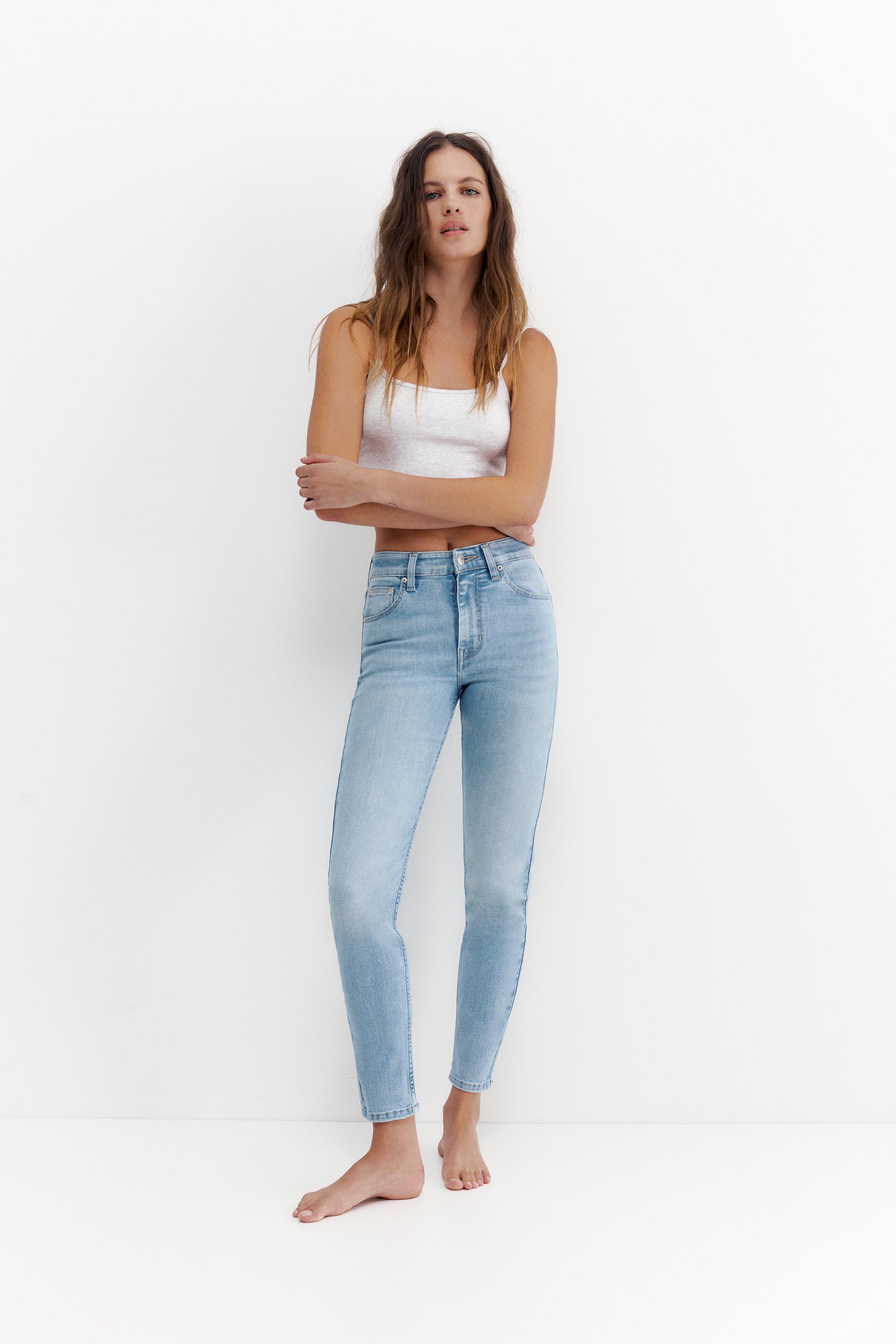 High-waist skinny jeans — Sky blue