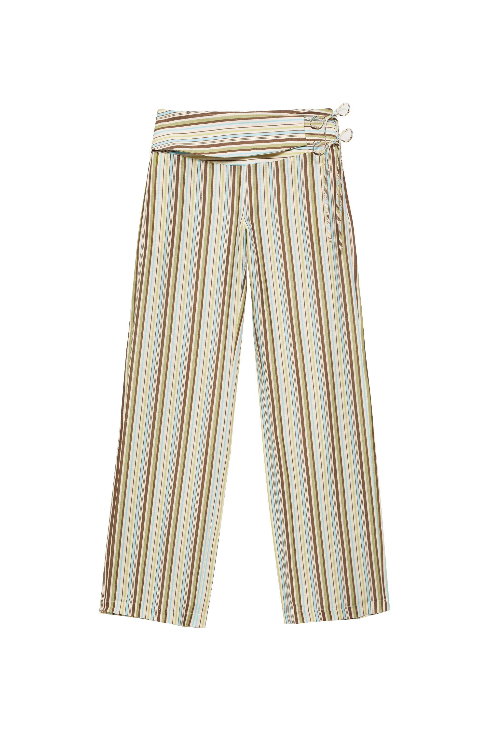 Pull&Bear Çizgili ve bağcıklı pantolon görsel 6