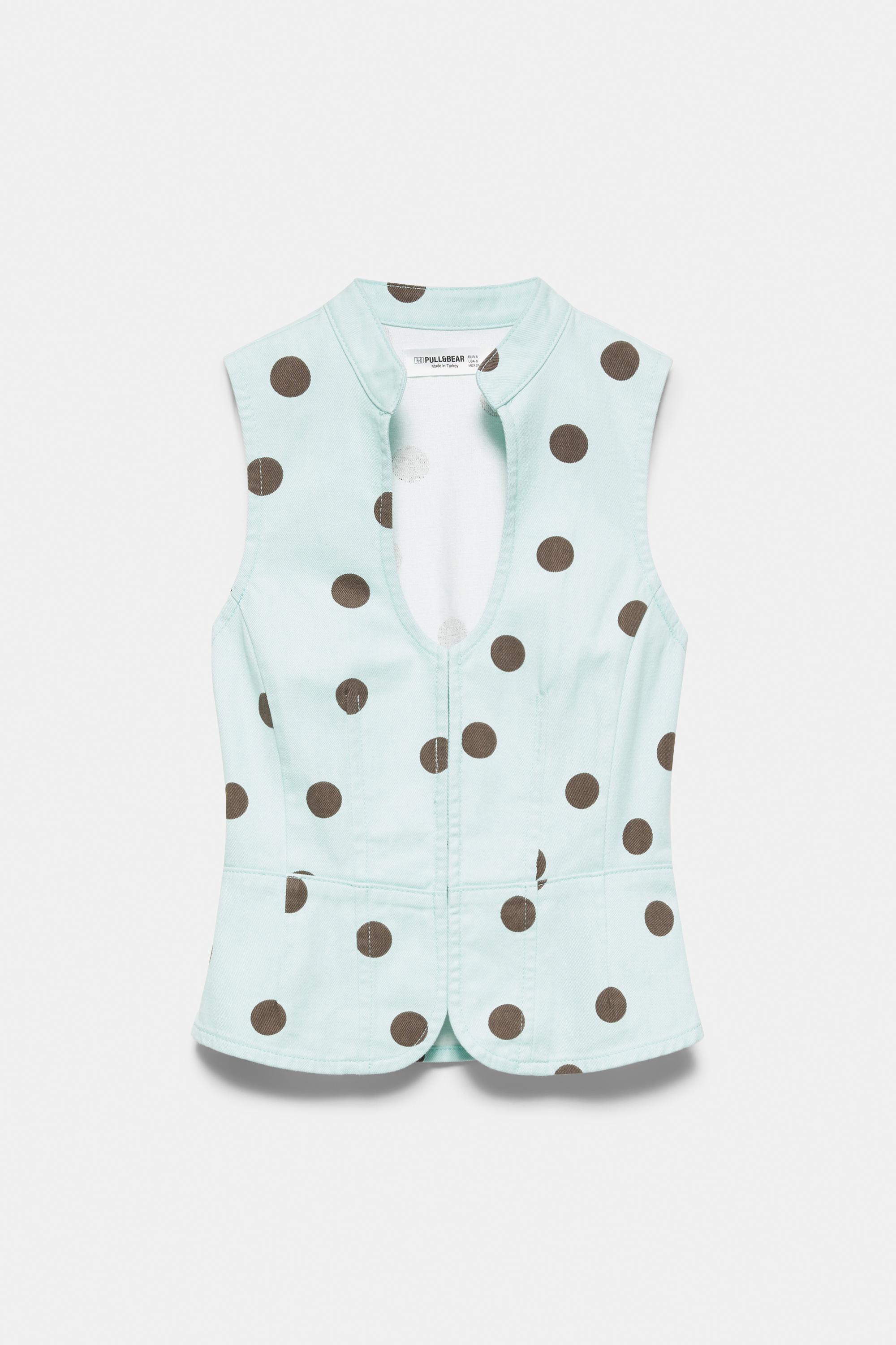 Polka dot cut-out top — Turquoise