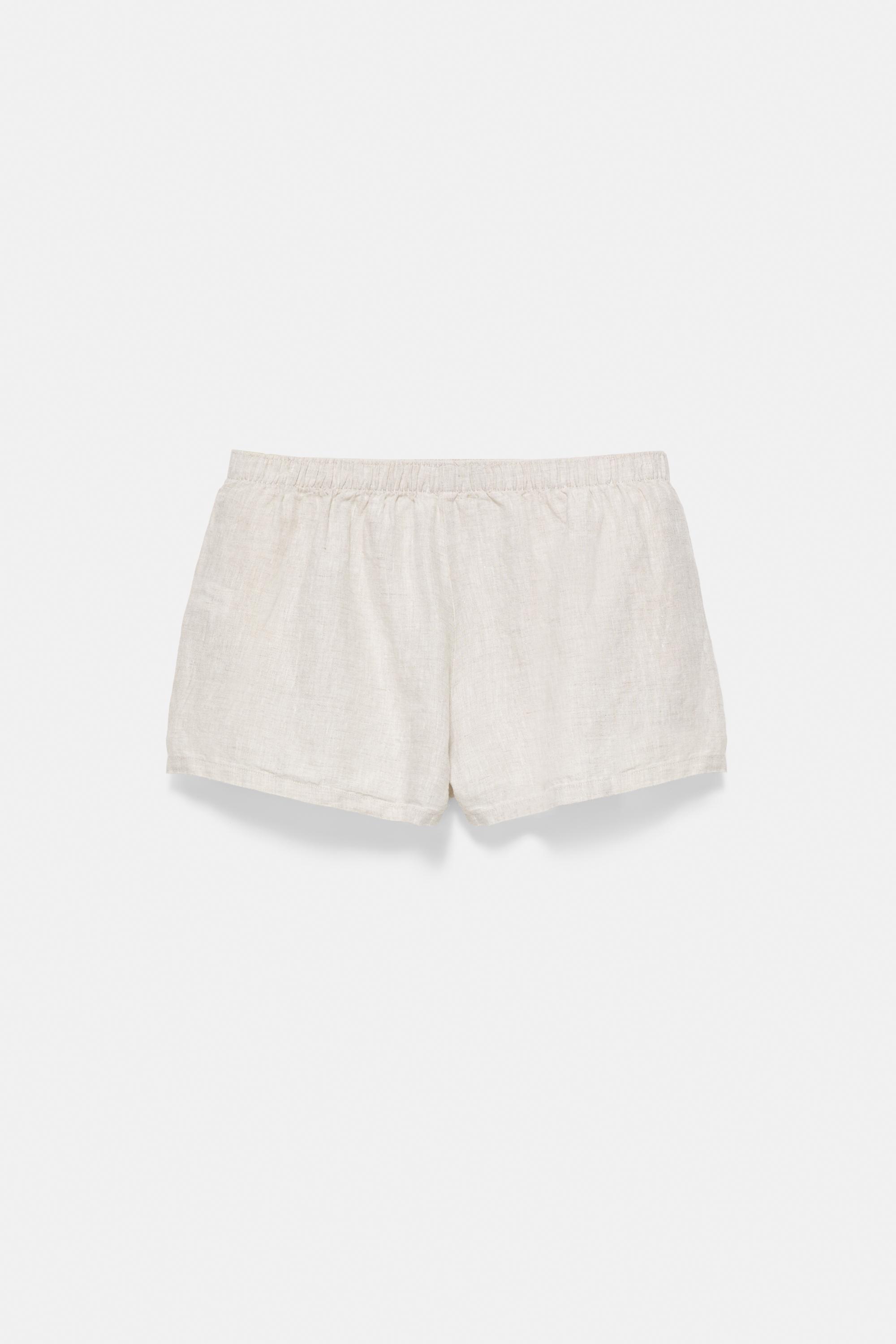 100% Linen Shorts — Beige