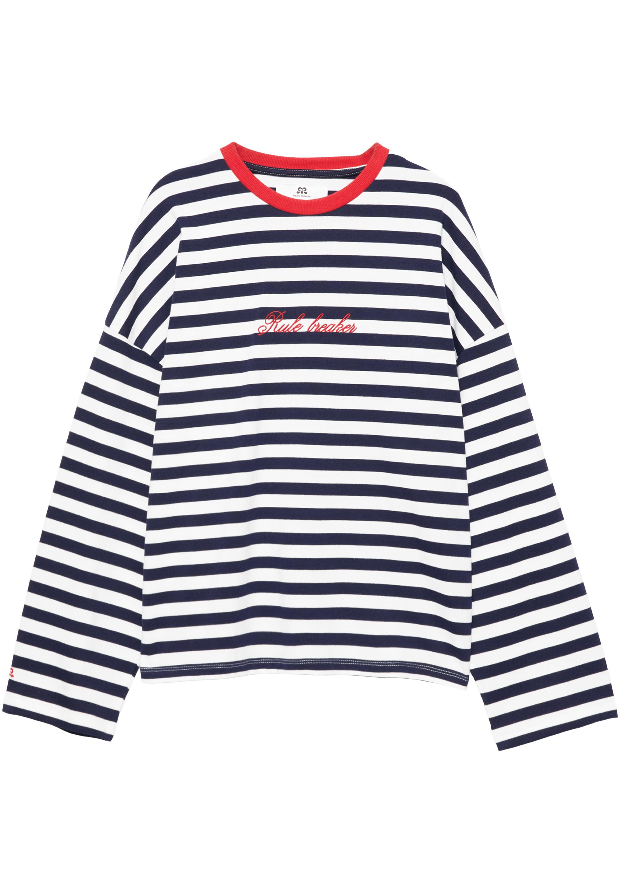 Pull&Bear Çizgili yazılı oversize tişört görsel 5
