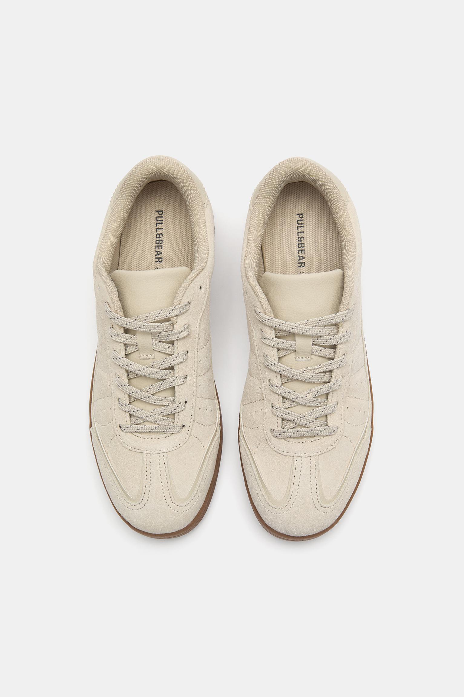 Split leather sneakers — Ecru