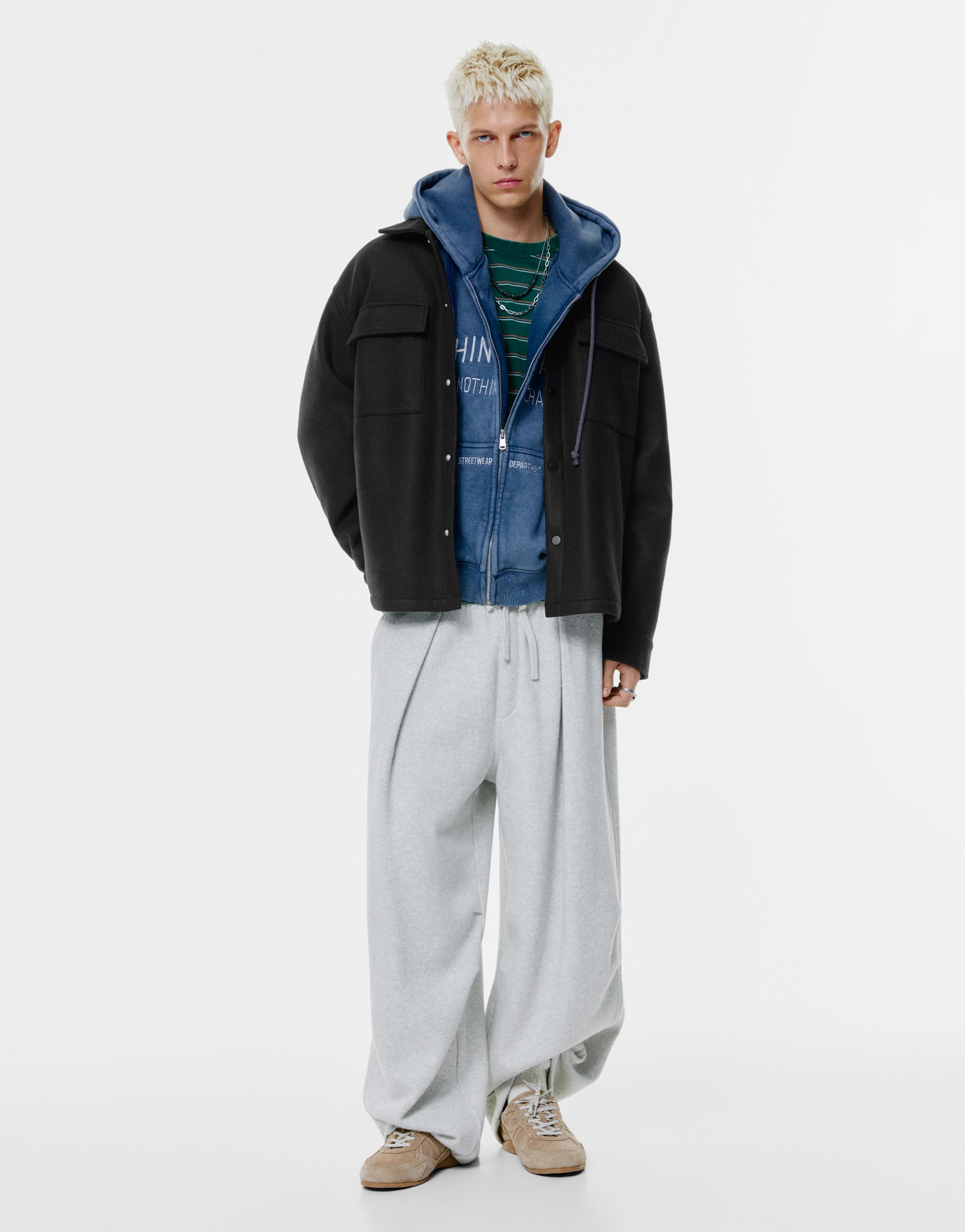 Cepli yünlü ince ceket - Görsel 15