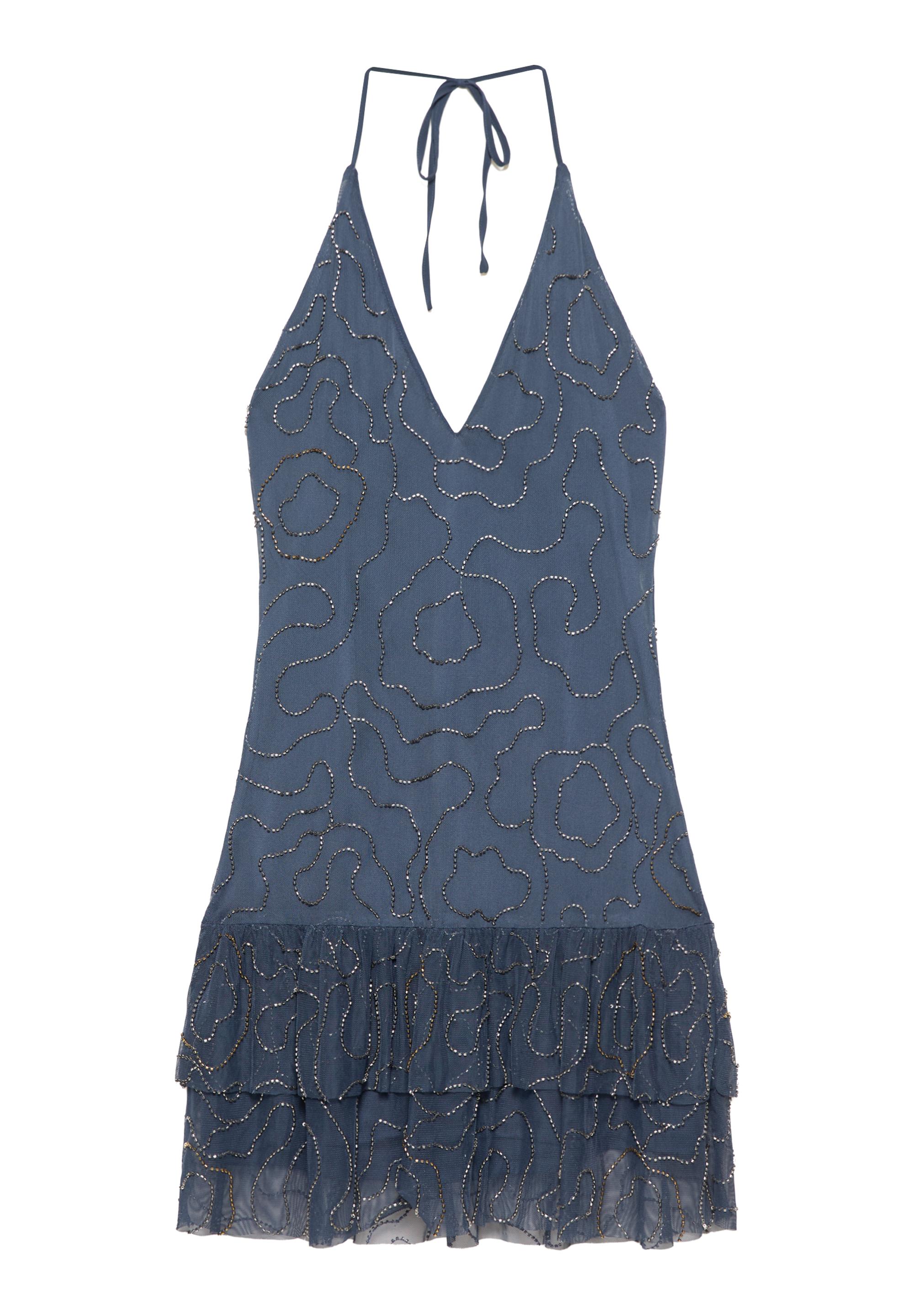 Short halter beaded dress — Ocean