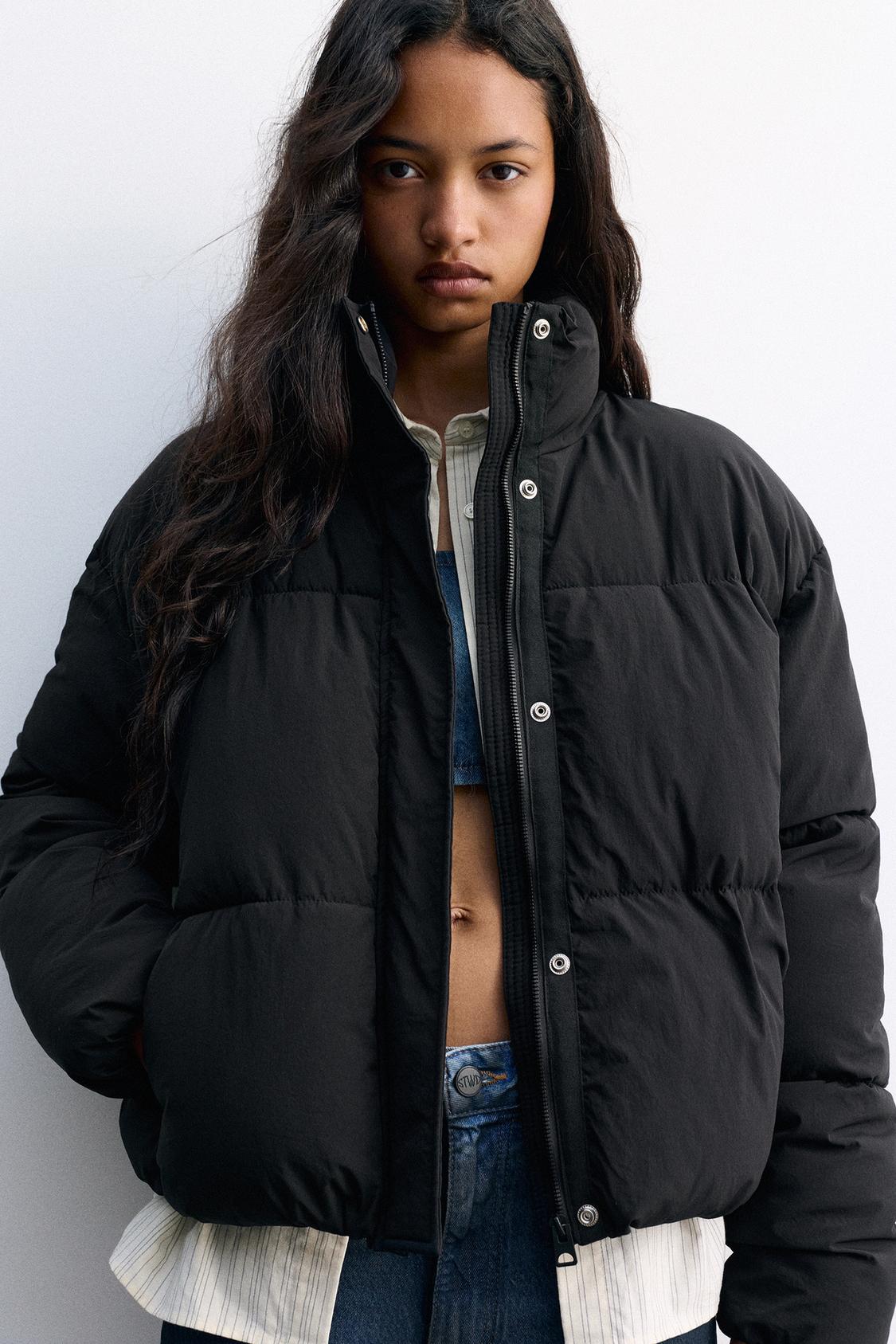 Leopard Pull And Bear Padded Jacket Puffer Jacket With A High Neck PULL&BEAR