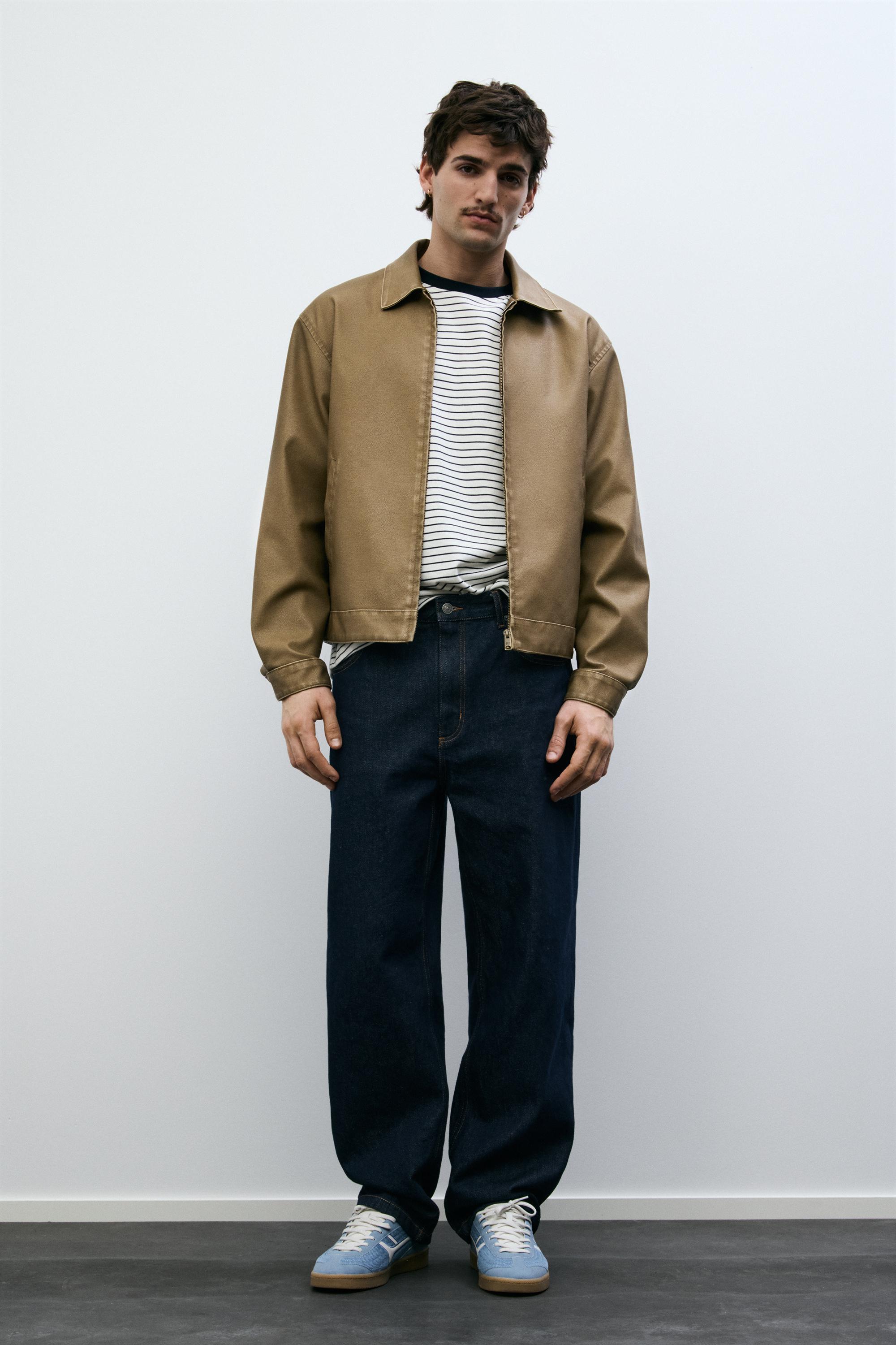 Yıkanmış suni deri ceket - Görsel 20