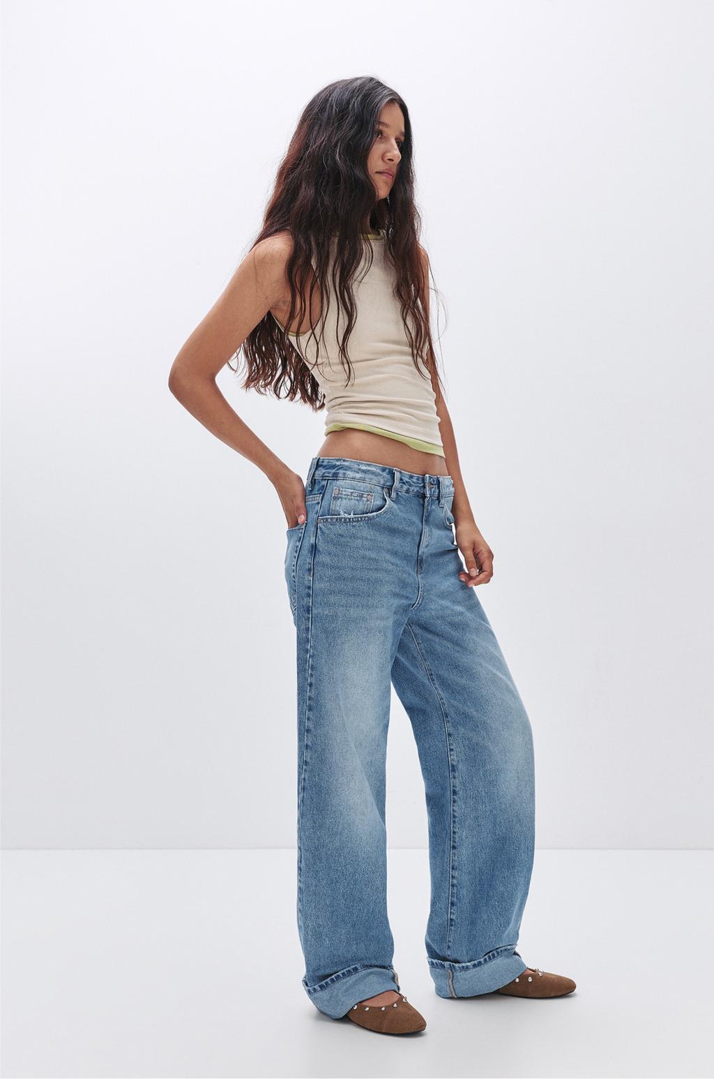 Straight baggy jeans with turn-up hems PULL&BEAR